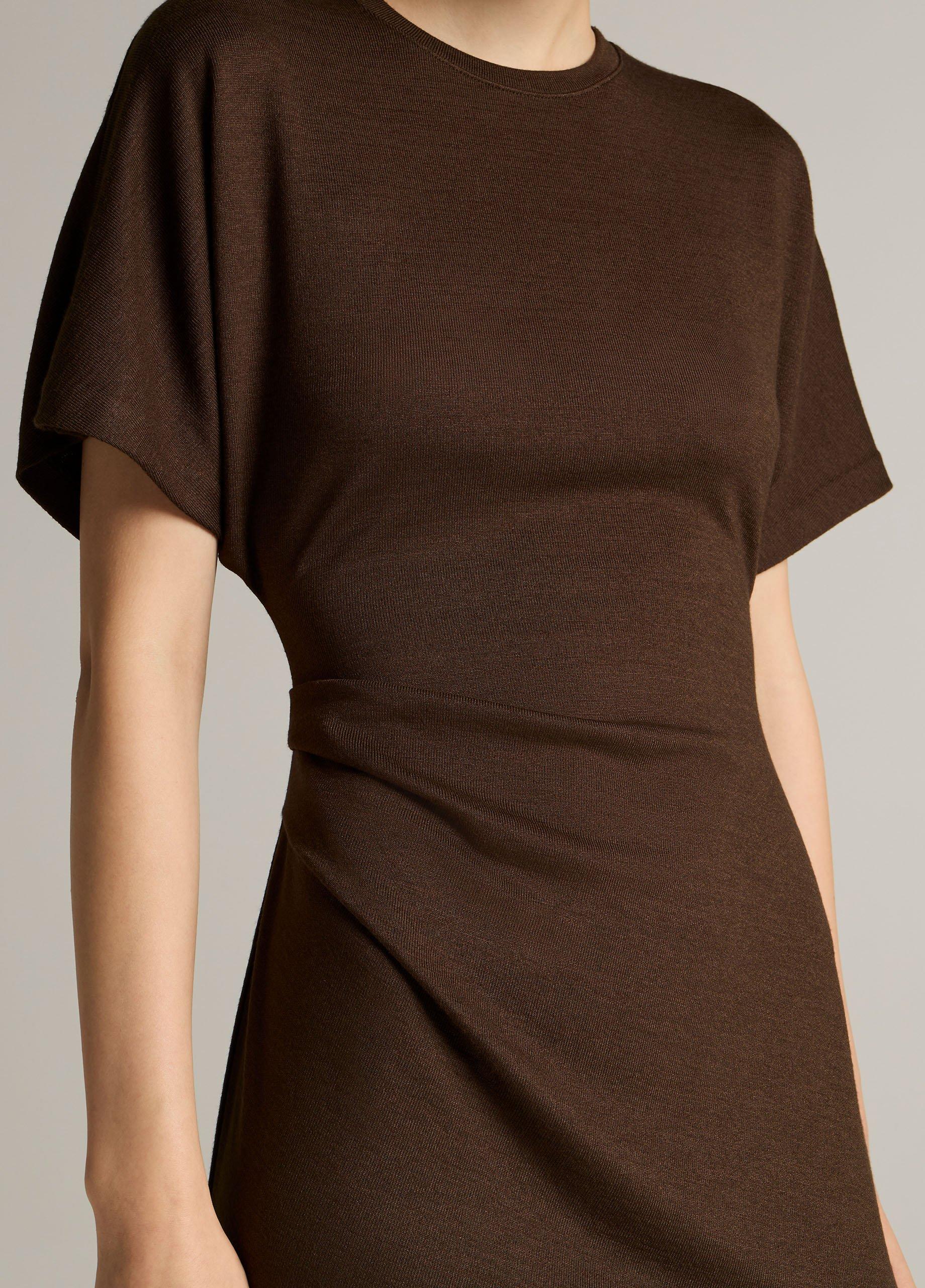 Ruched-Side Knit Short-Sleeve Dress image number 3