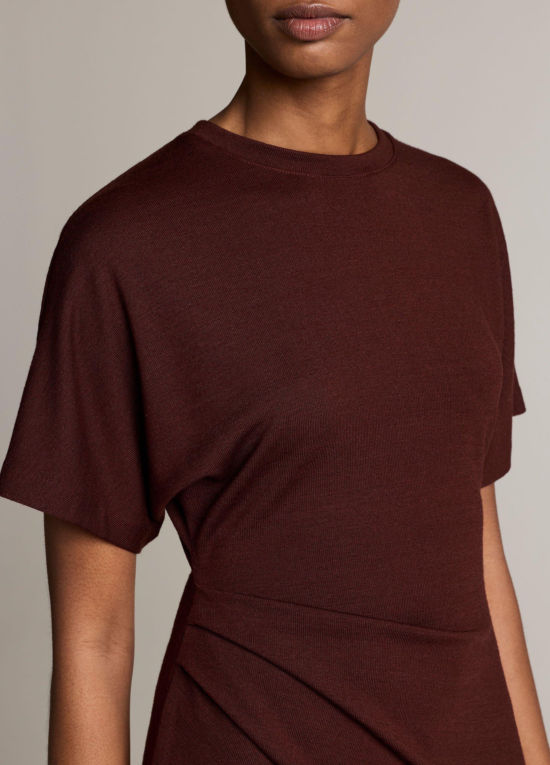 Ruched-Side Knit Short-Sleeve Dress image number 3