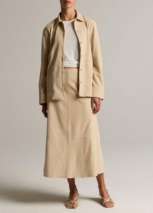 Suede Paneled Skirt