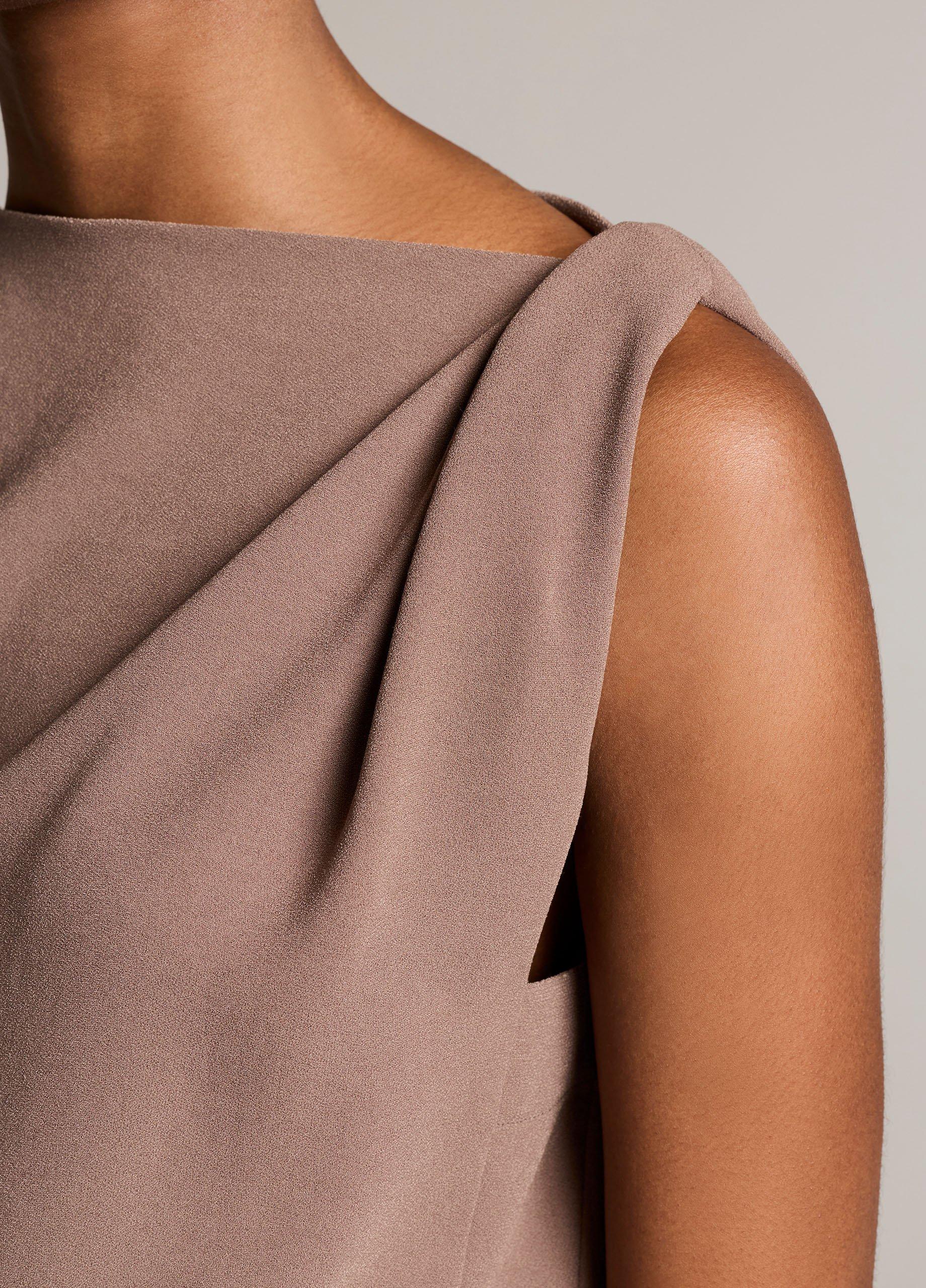 Crepe Draped-Shoulder Sleeveless Top image number 1