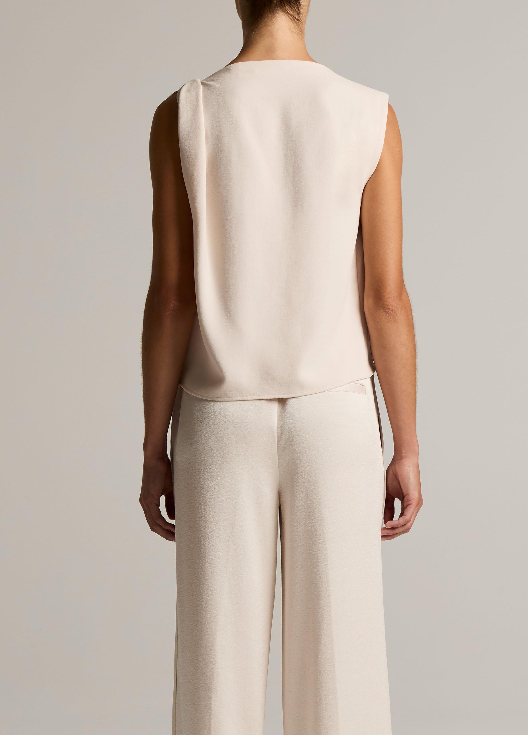 Crepe Draped-Shoulder Sleeveless Top image number 2