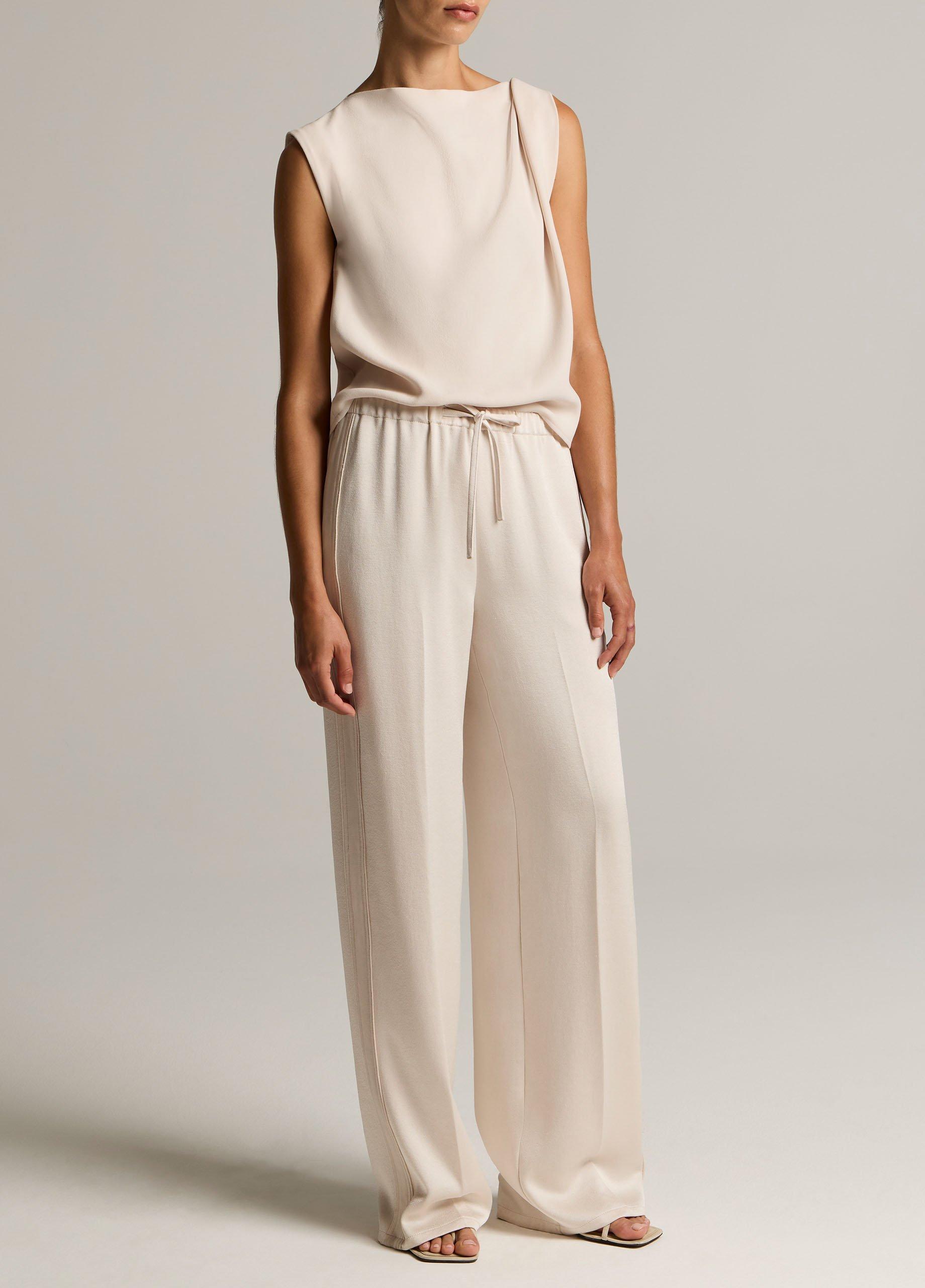 Crepe Draped-Shoulder Sleeveless Top image number 3