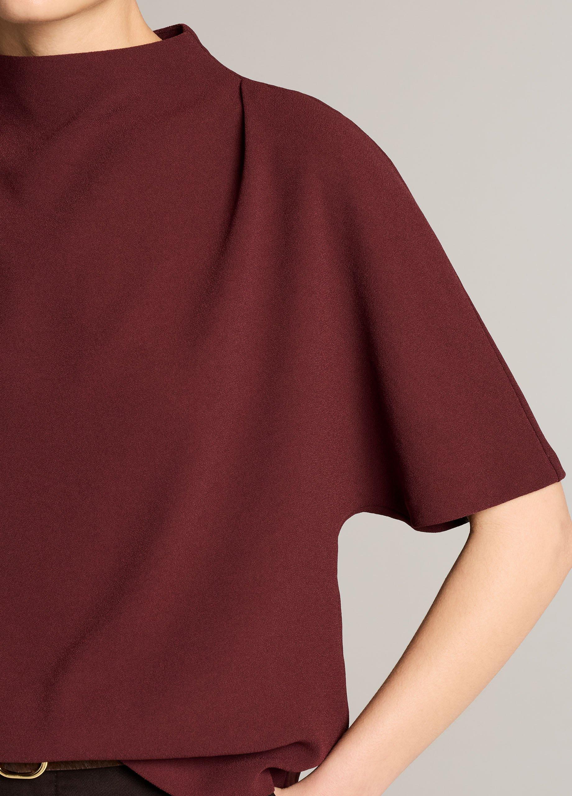 Draped Crepe Funnel-Neck Top image number 1