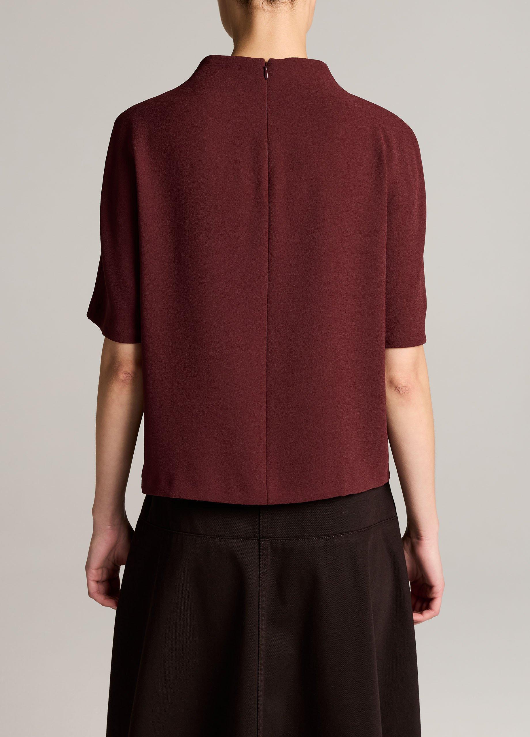Draped Crepe Funnel-Neck Top image number 2