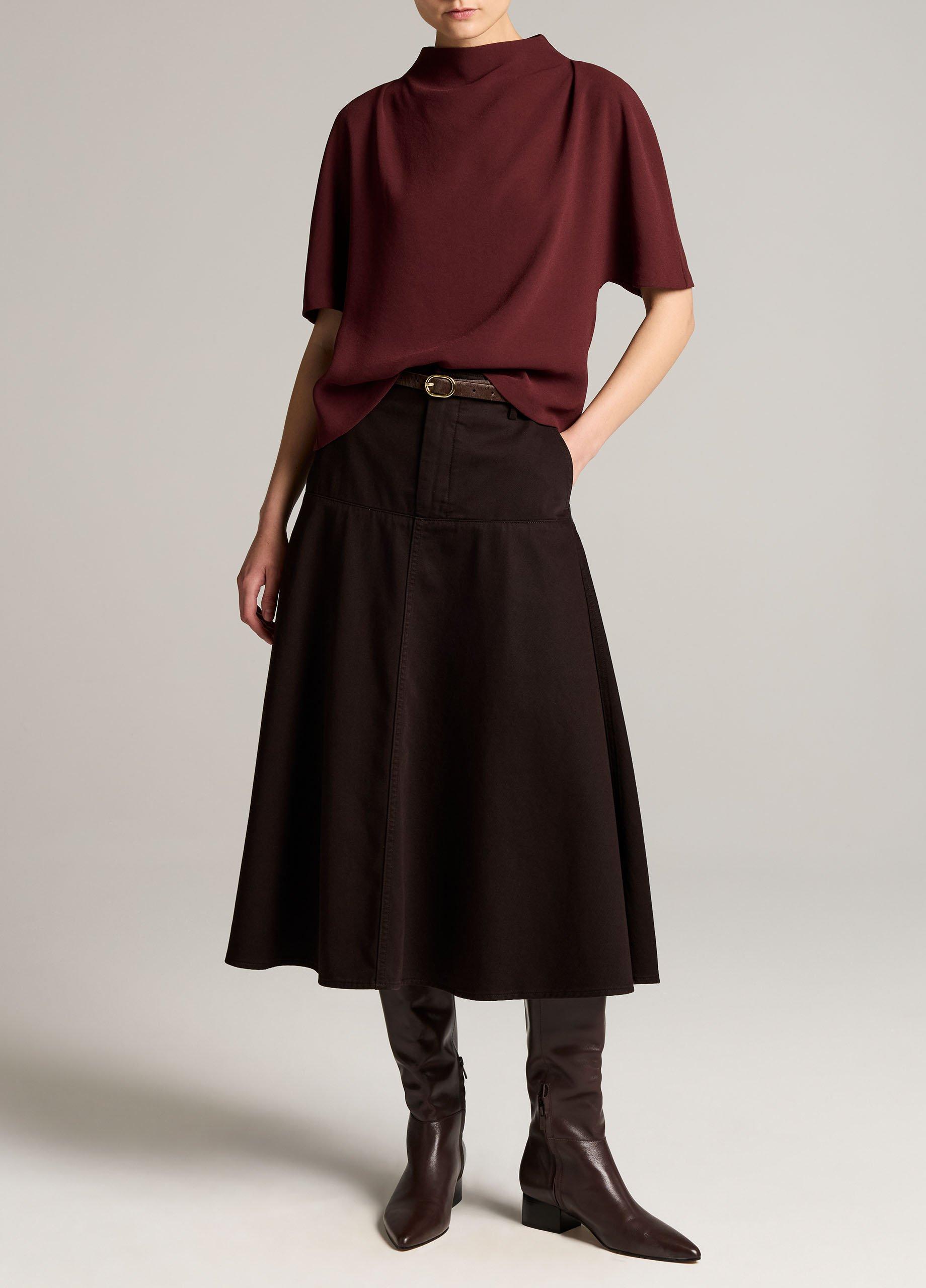 Draped Crepe Funnel-Neck Top image number 3