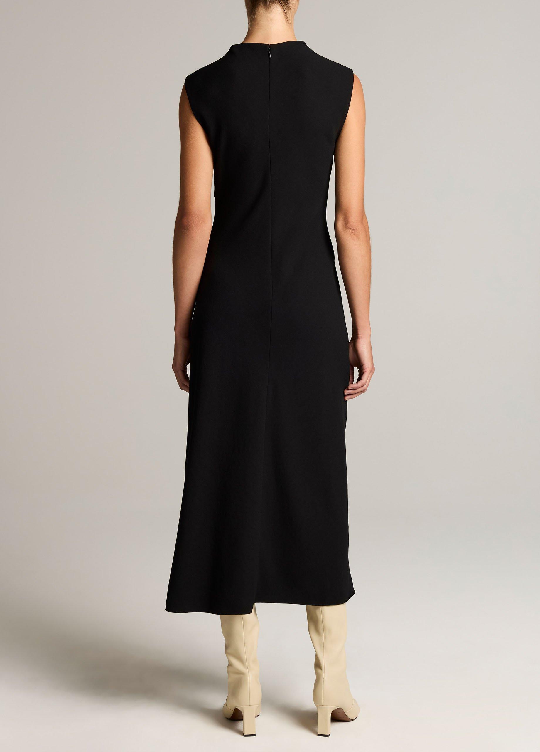 Draped Crepe Funnel-Neck Dress image number 2