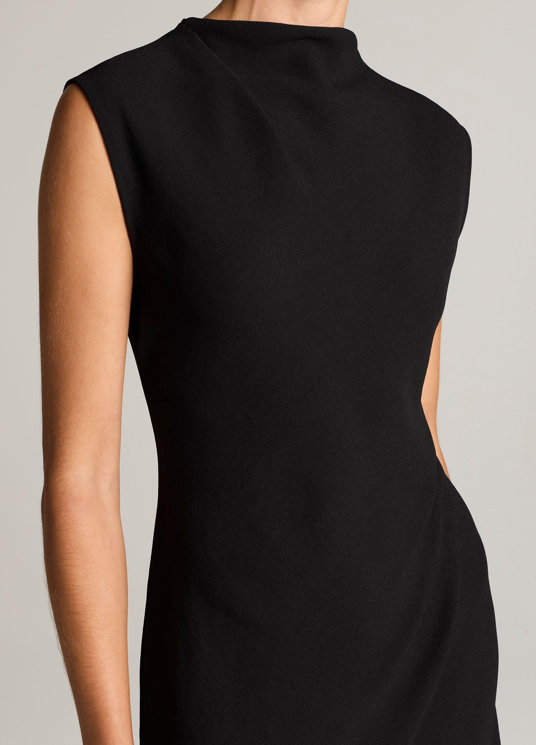 Draped Crepe Funnel-Neck Dress image number 3