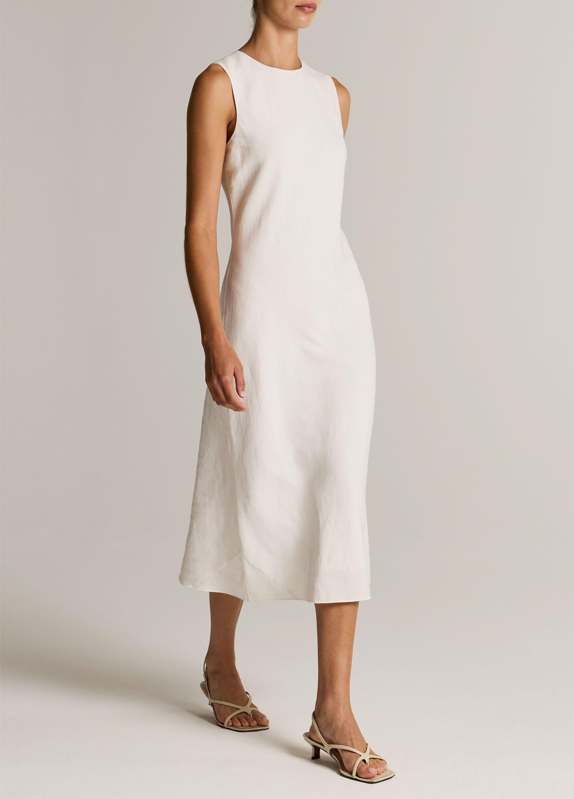 Linen-Blend Bias-Cut Dress image number 1