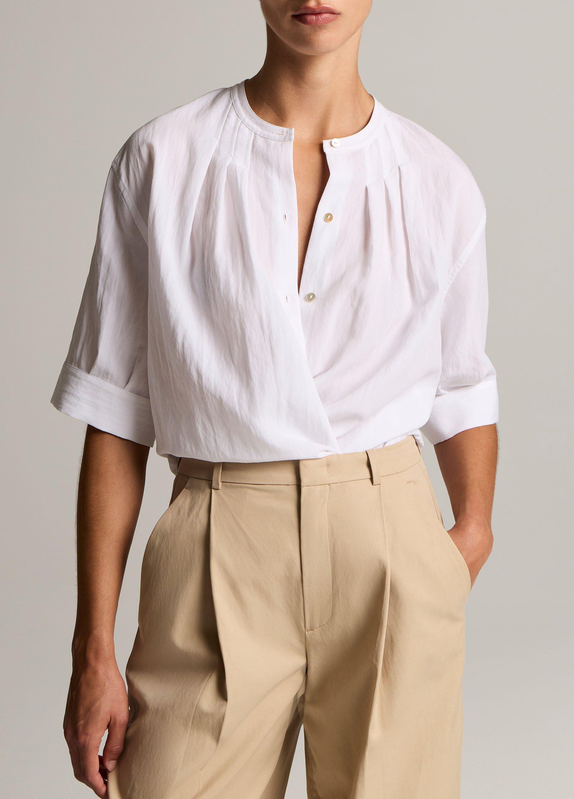 Gathered A-Line Button-Front Shirt image number 0