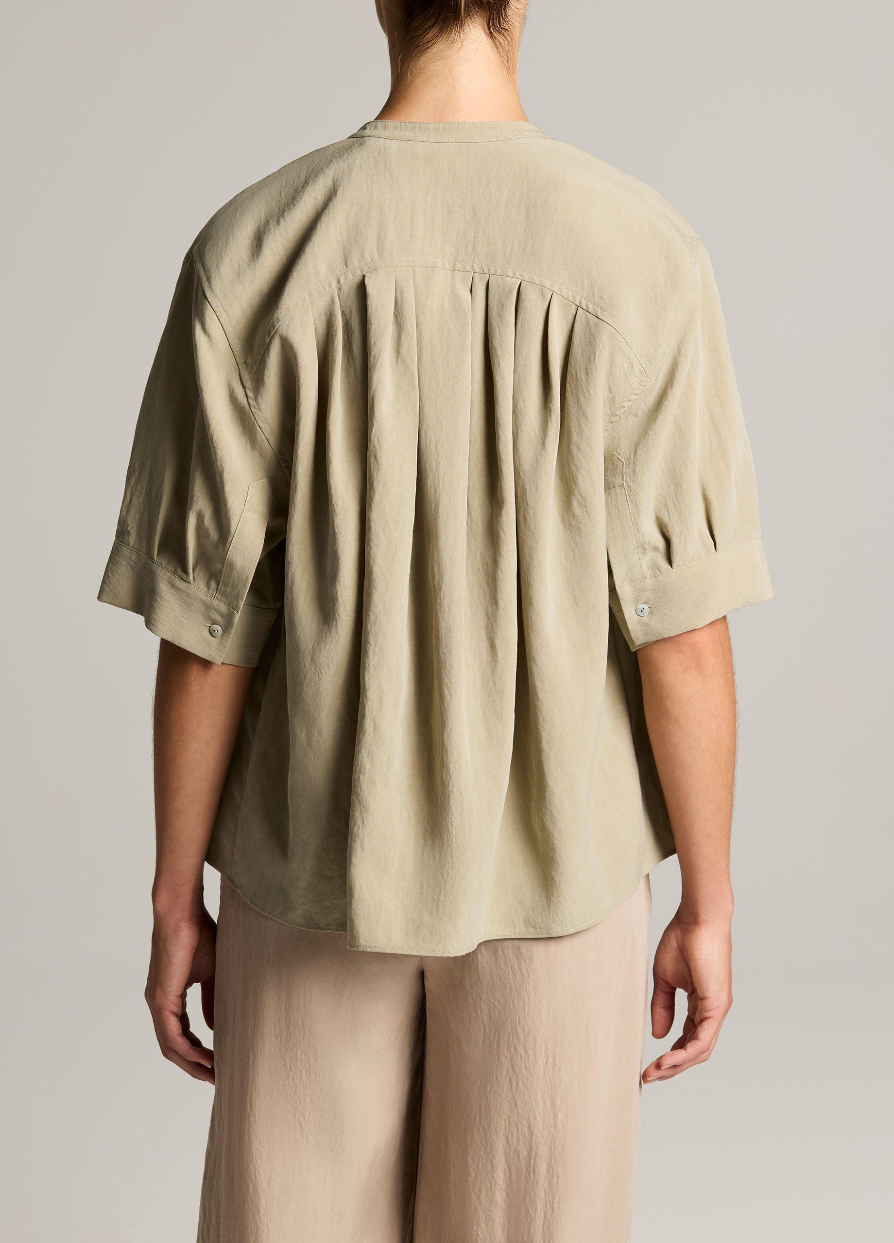 Gathered A-Line Button-Front Shirt image number 2
