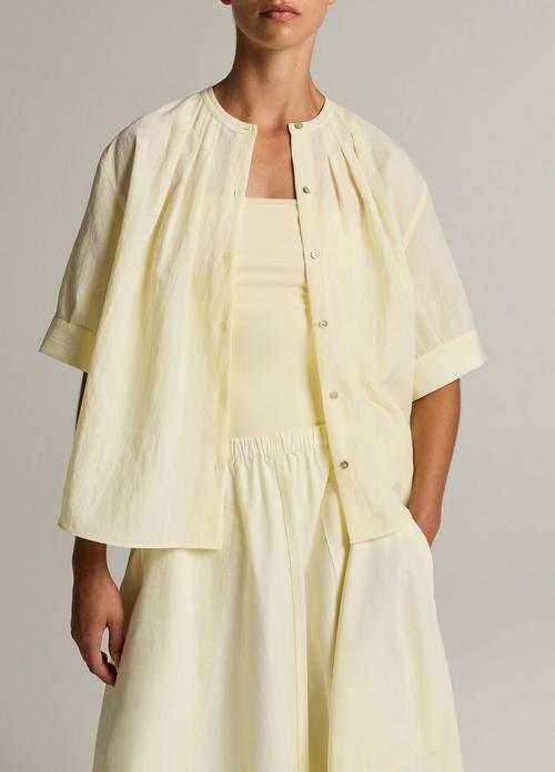 Gathered A-Line Button-Front Shirt