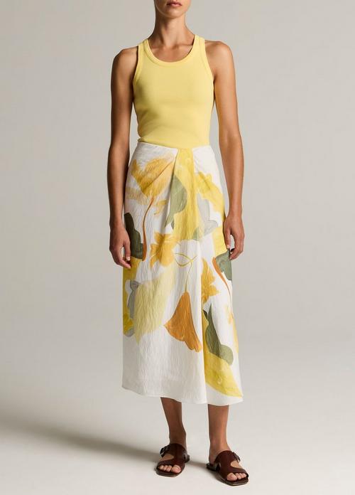 Painted Abstract Floral Draped Skirt