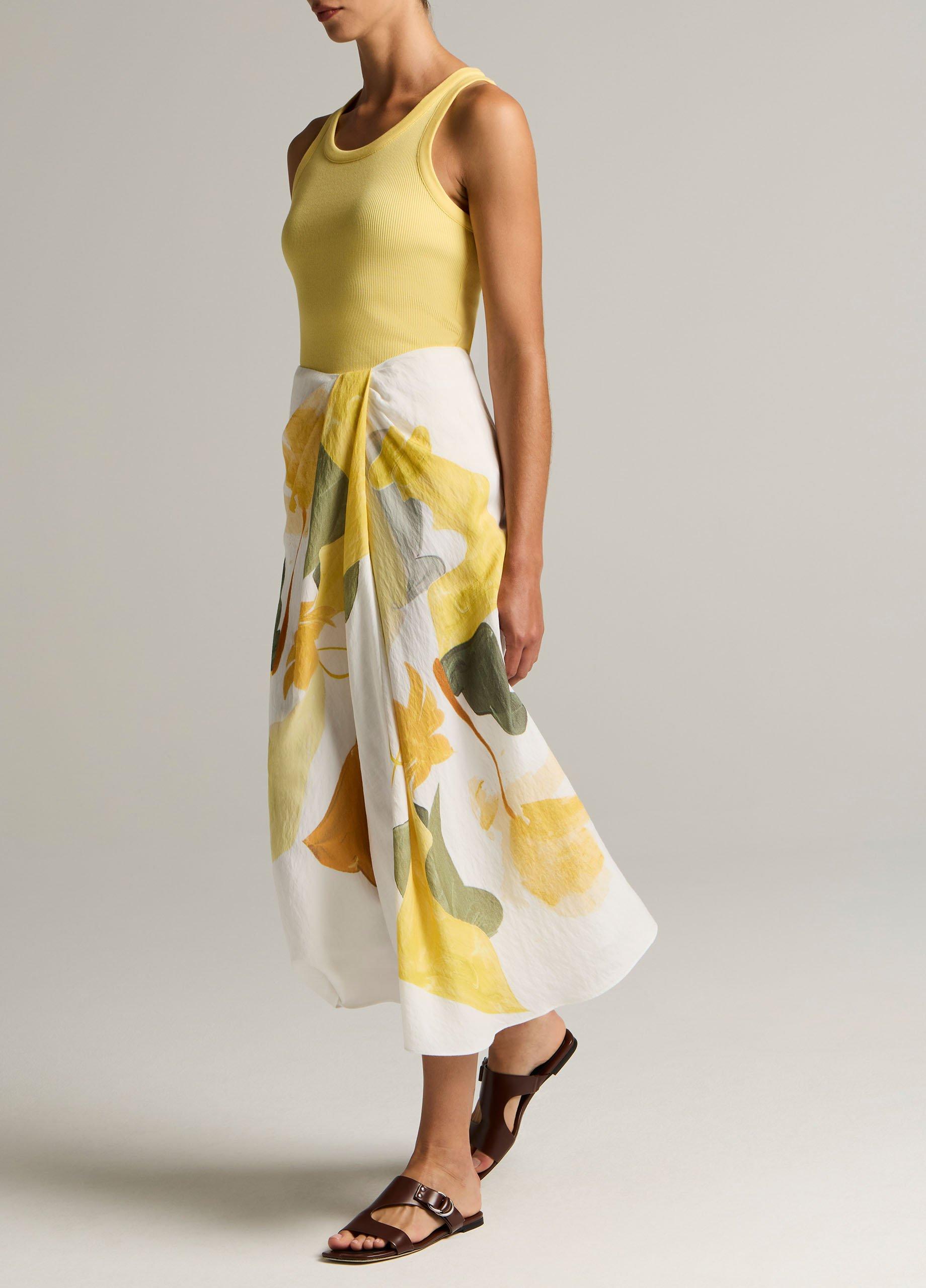 Painted Abstract Floral Draped Skirt image number 1