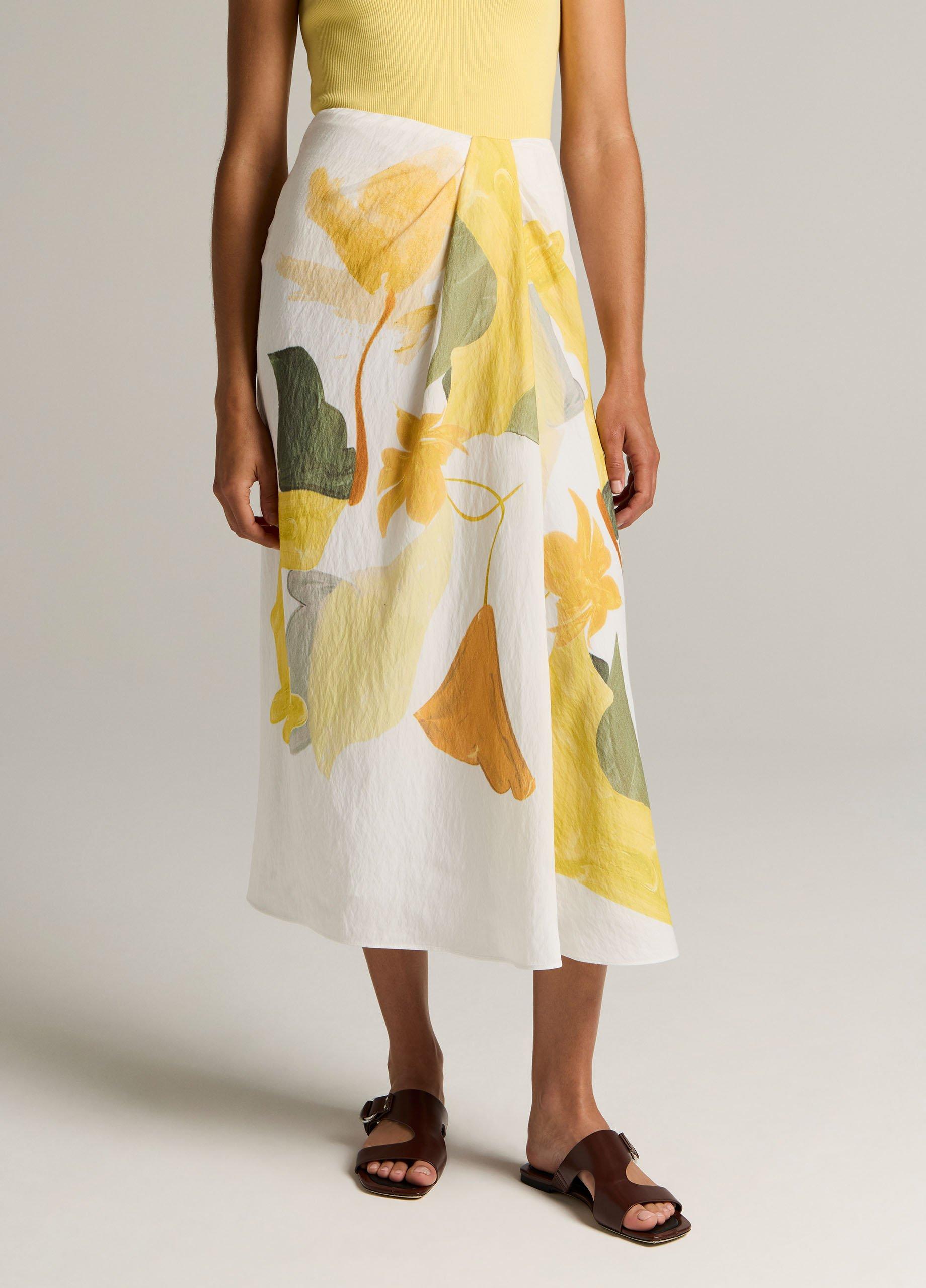 Painted Abstract Floral Draped Skirt image number 3