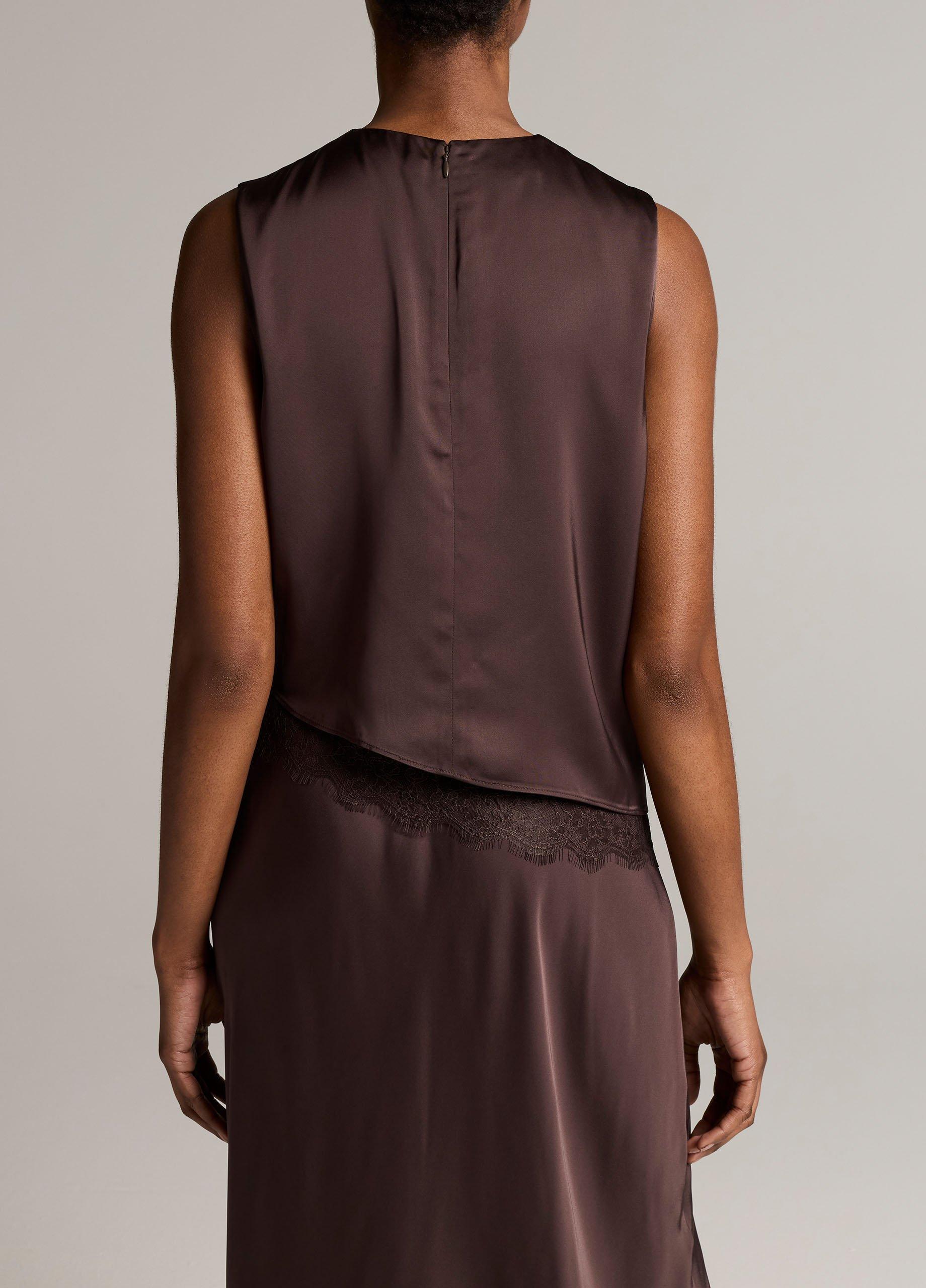 Lace-Trim Satin Asymmetric Shell image number 2