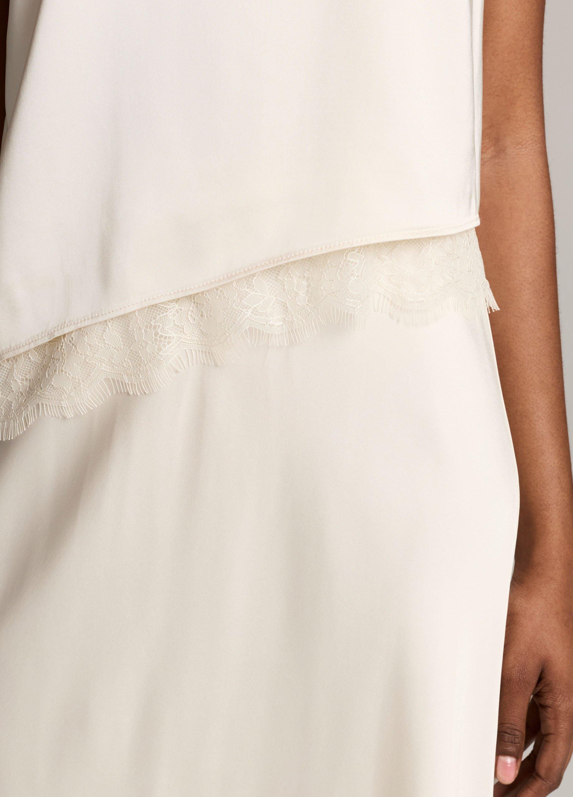 Lace-Trim Satin Asymmetric Shell image number 1