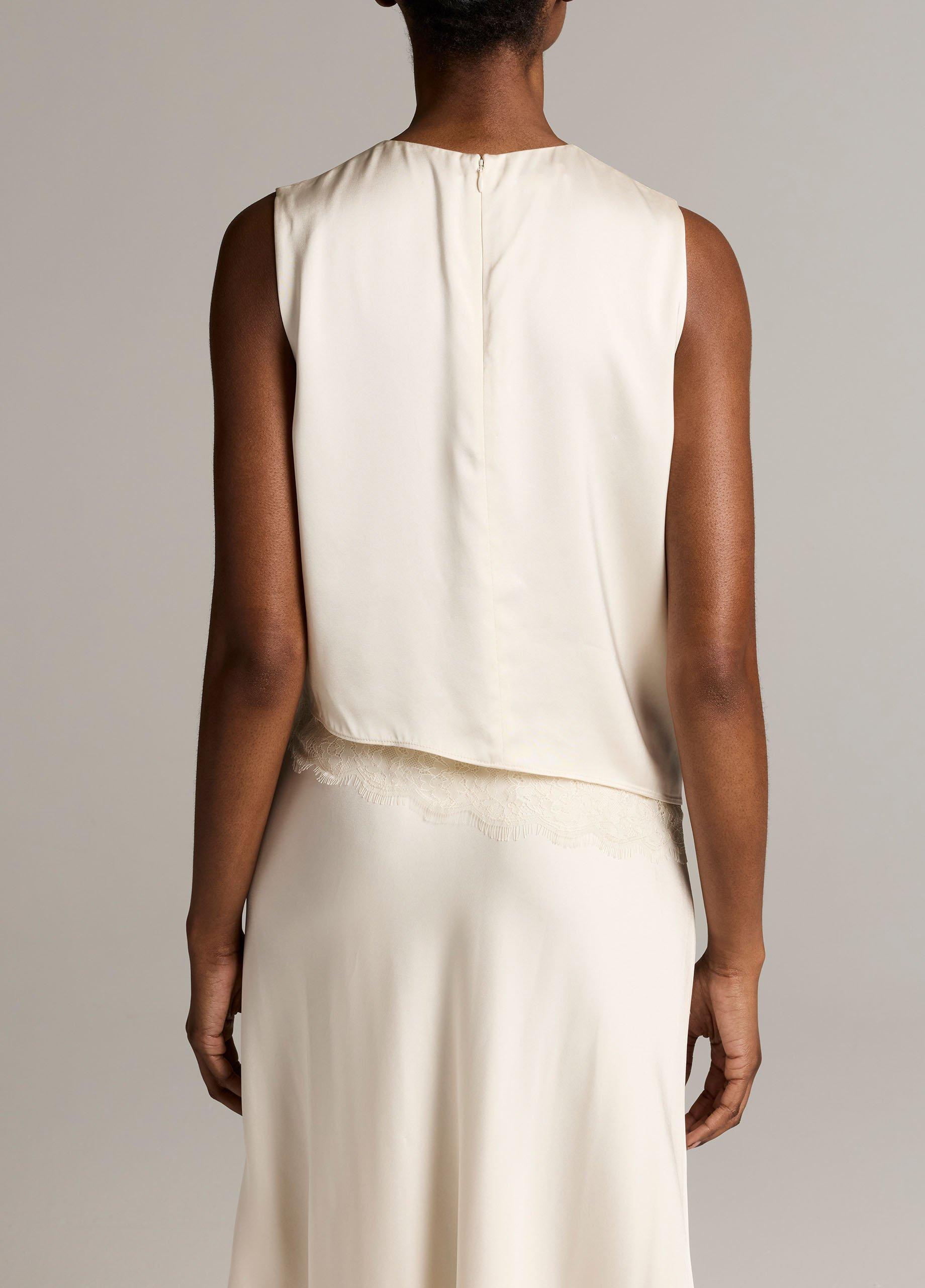 Lace-Trim Satin Asymmetric Shell image number 2