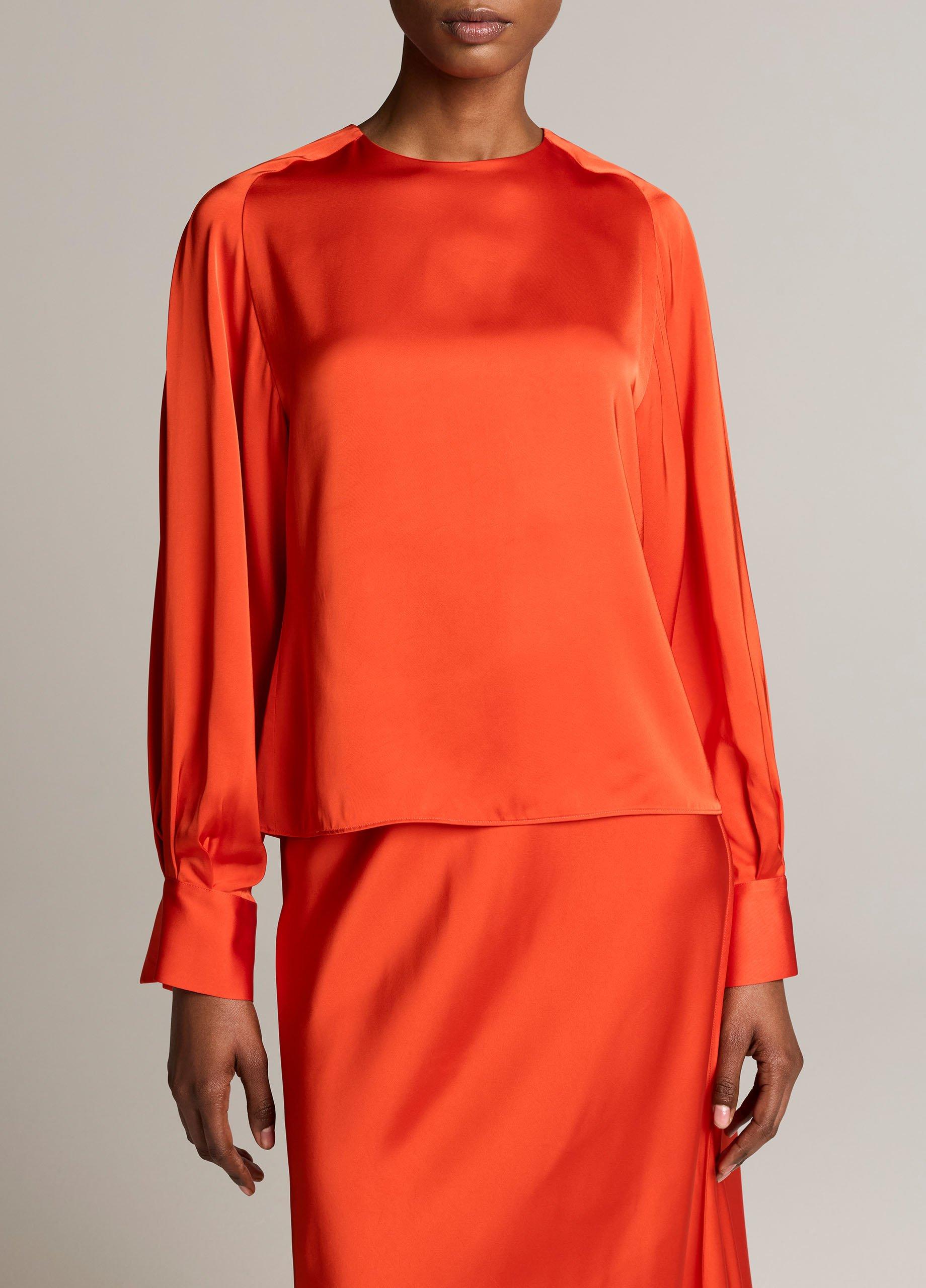 Satin Tie-Neck Raglan Top image number 0