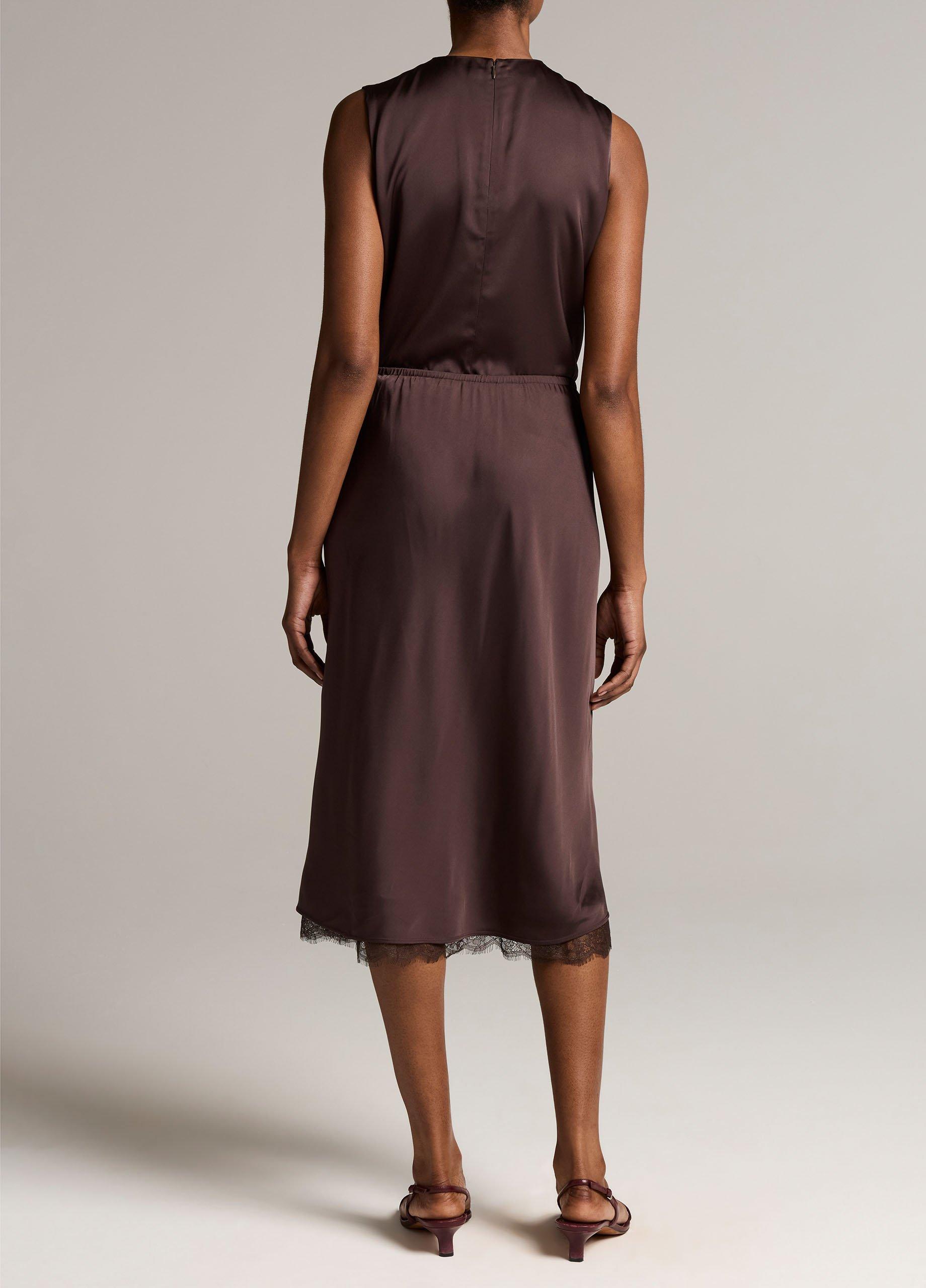 Lace-Trim Satin Slip Skirt image number 2