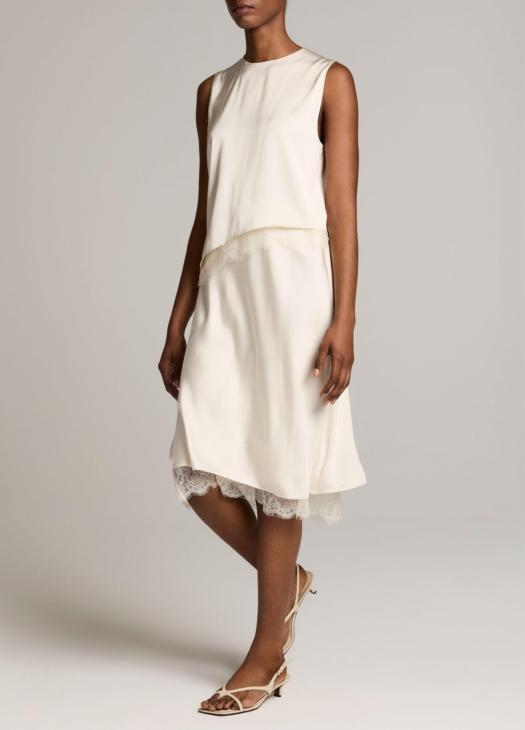 Lace-Trim Satin Slip Skirt image number 1
