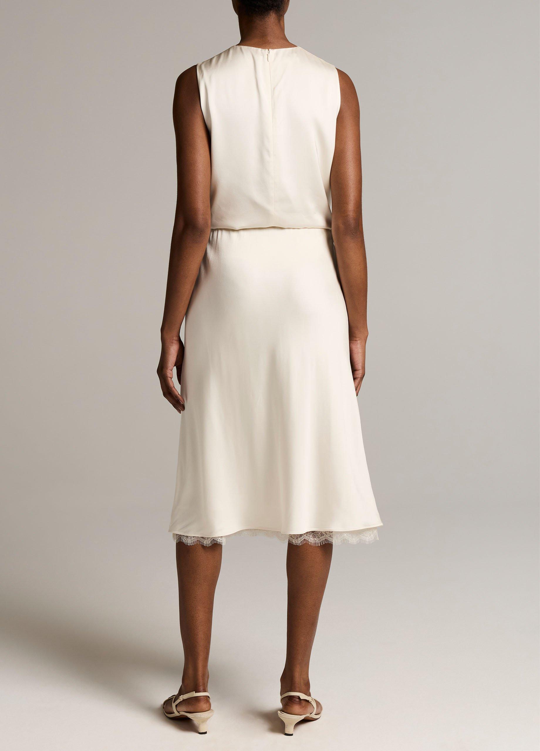 Lace-Trim Satin Slip Skirt image number 2