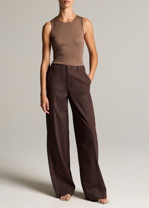 Mid-Rise Paneled Stretch-Cotton Pant