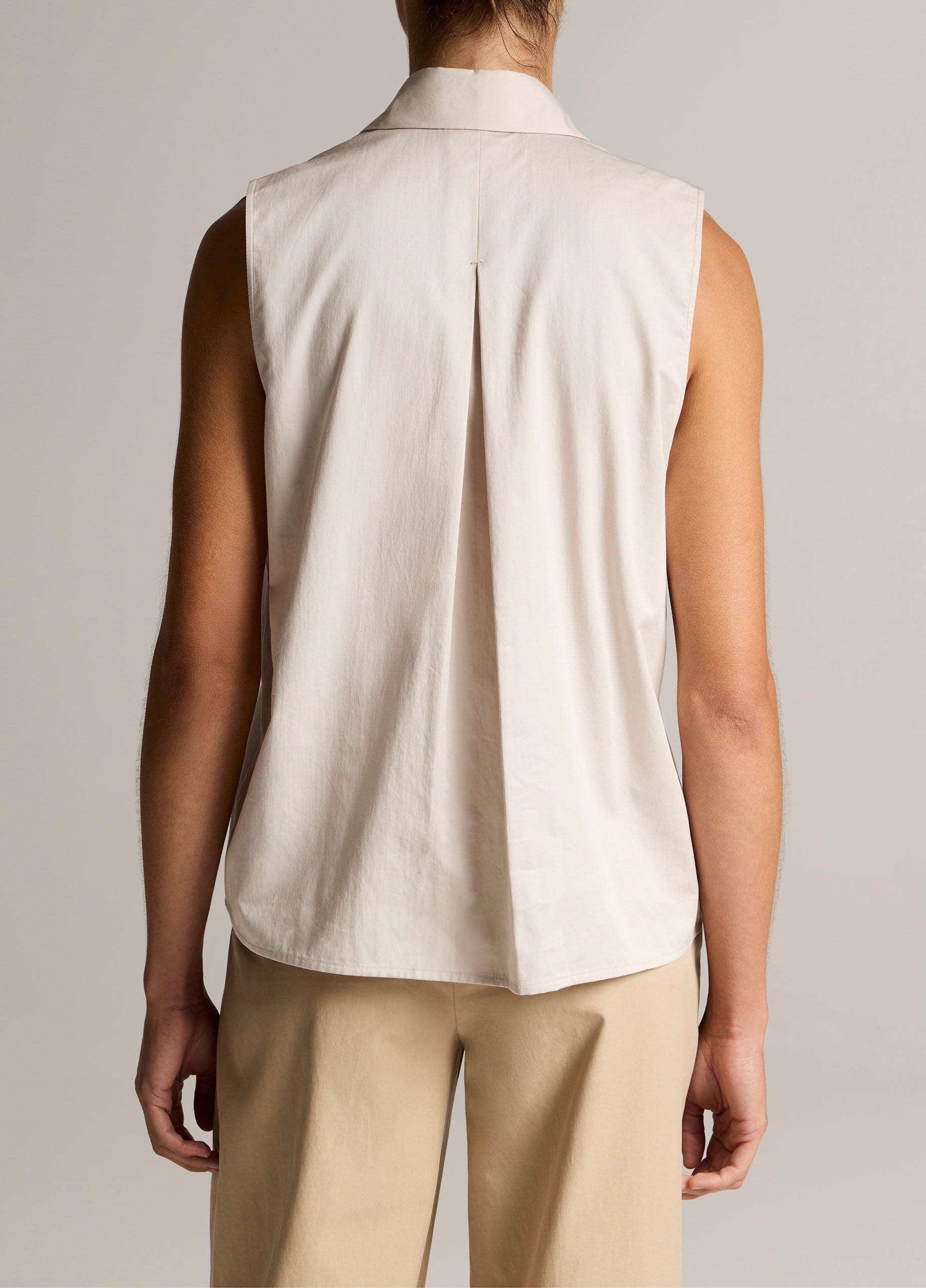 Cotton Relaxed Sleeveless Button-Front Shirt image number 2