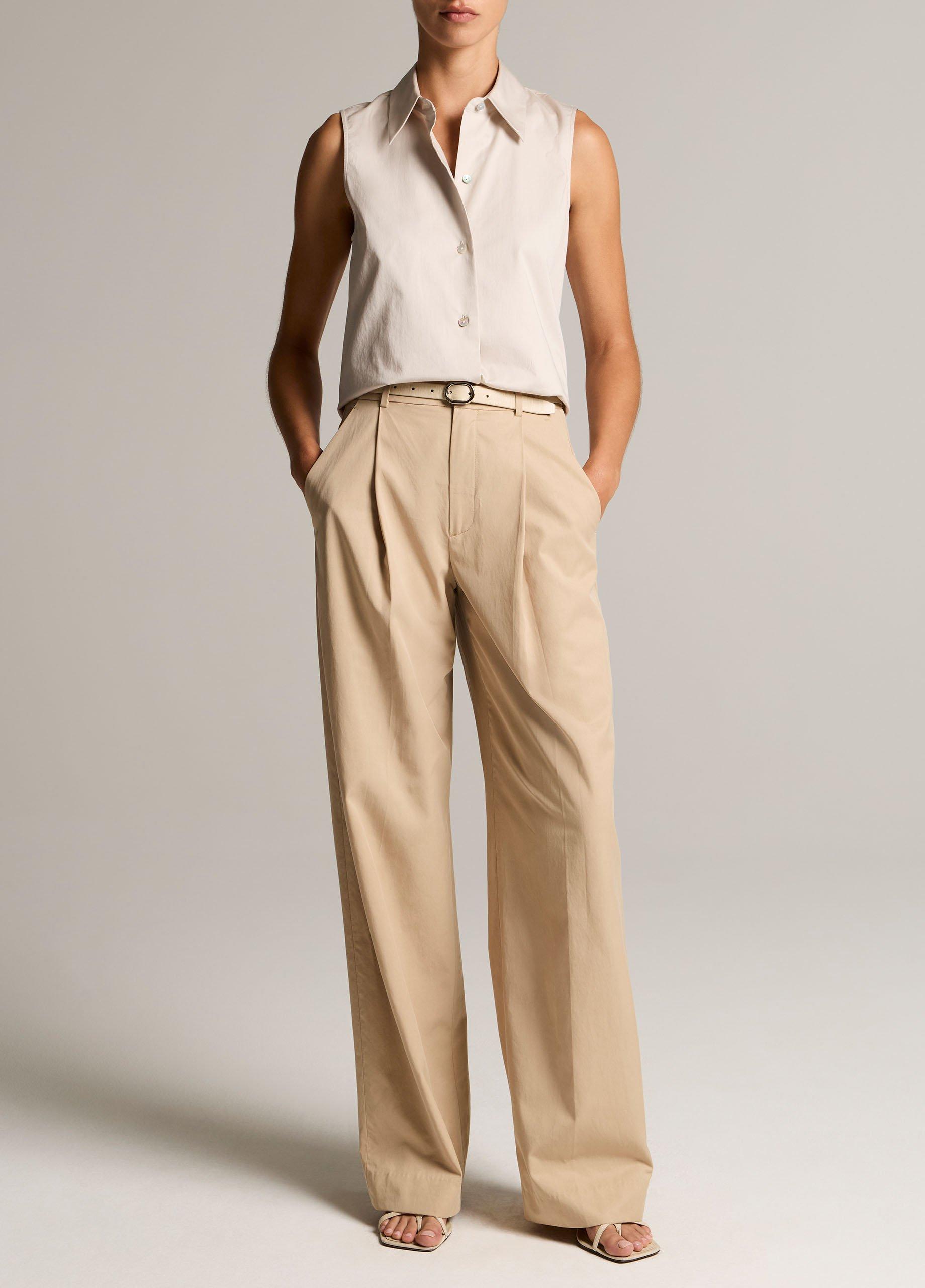 Cotton Relaxed Sleeveless Button-Front Shirt image number 3
