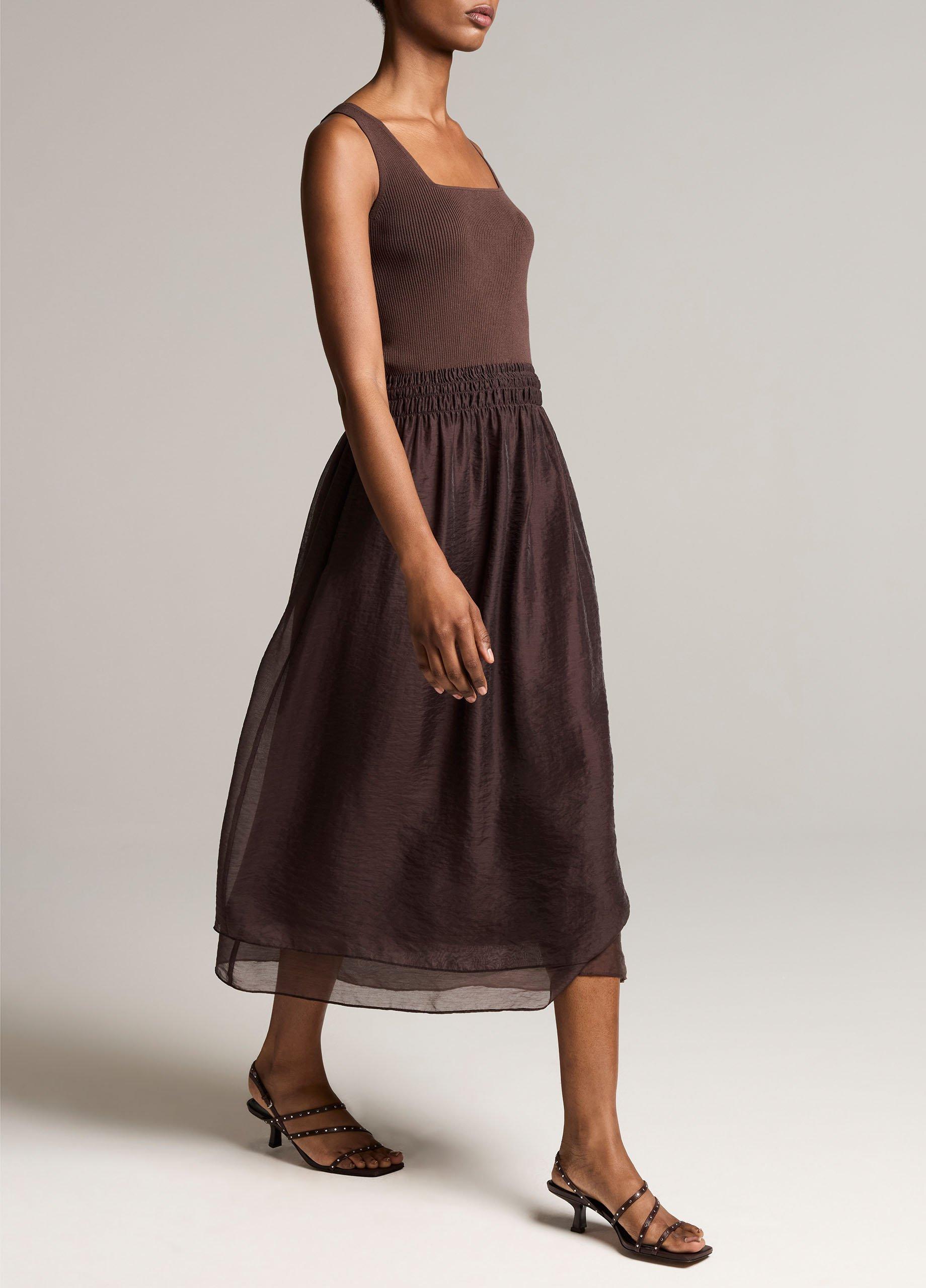 Square-Neck Mixed-Media Dress image number 1