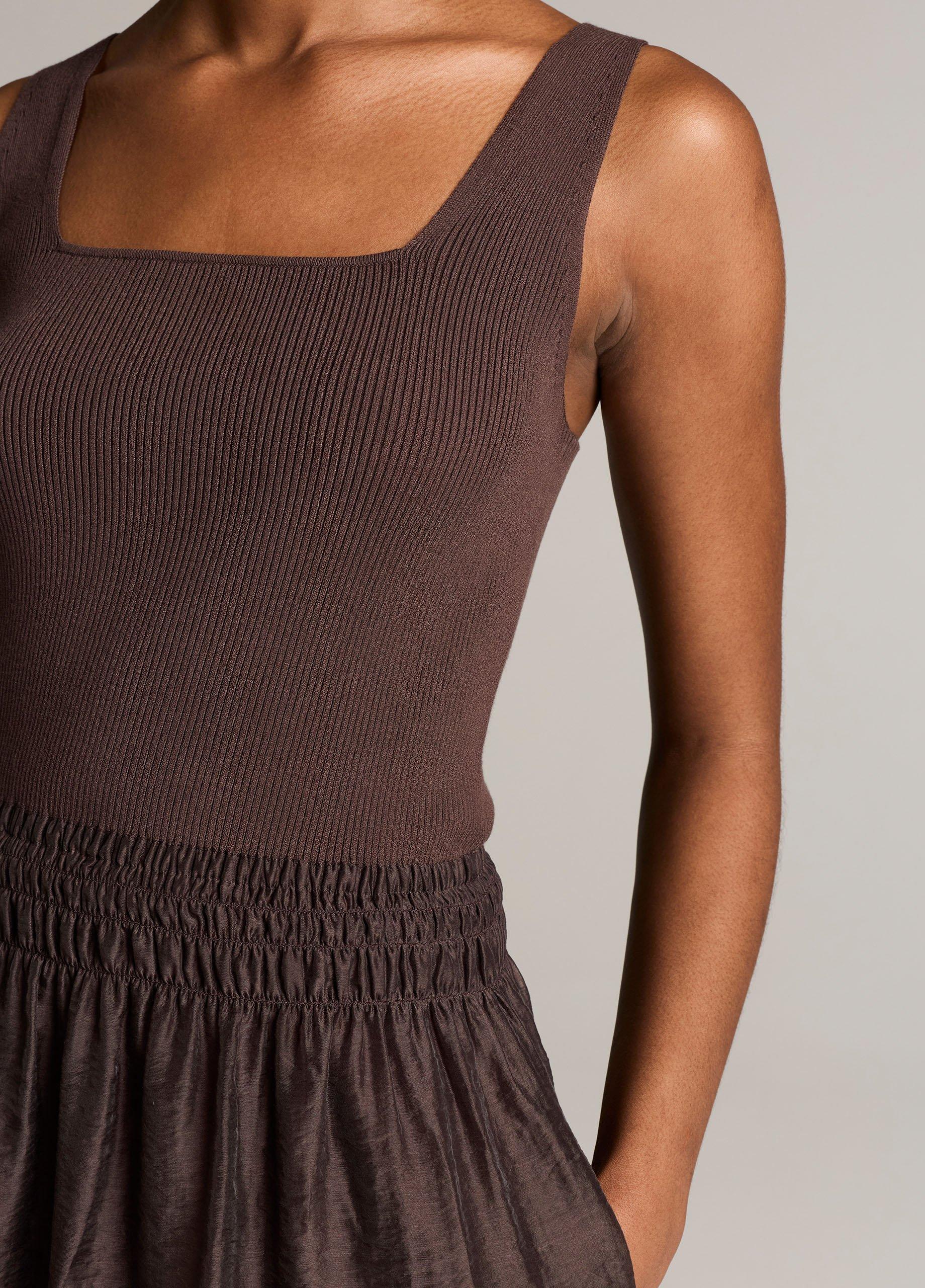 Square-Neck Mixed-Media Dress image number 3