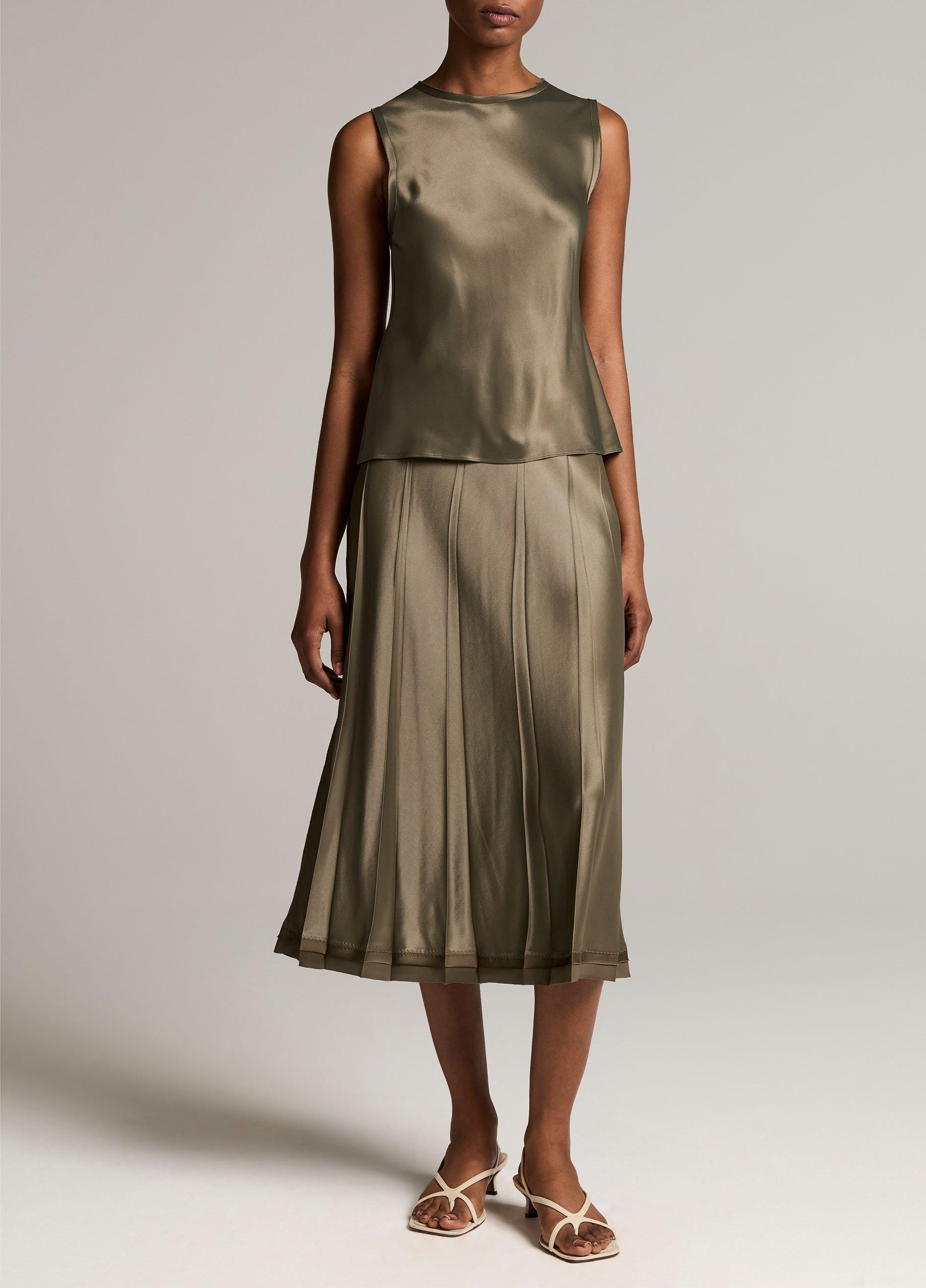 Raw-Edge Satin Skirt image number 0