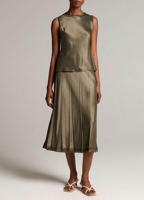 Raw-Edge Satin Skirt
