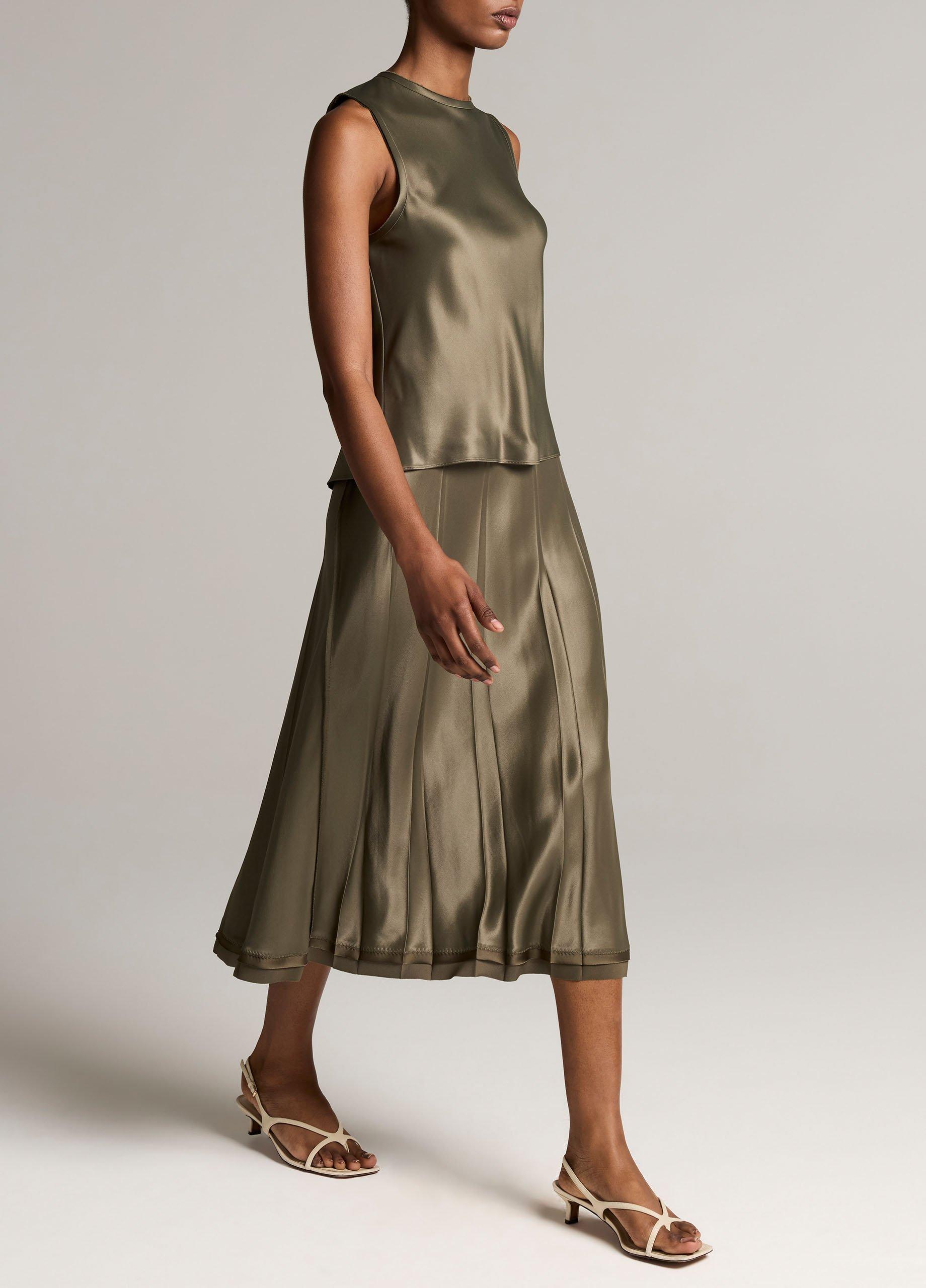 Raw-Edge Satin Skirt image number 1