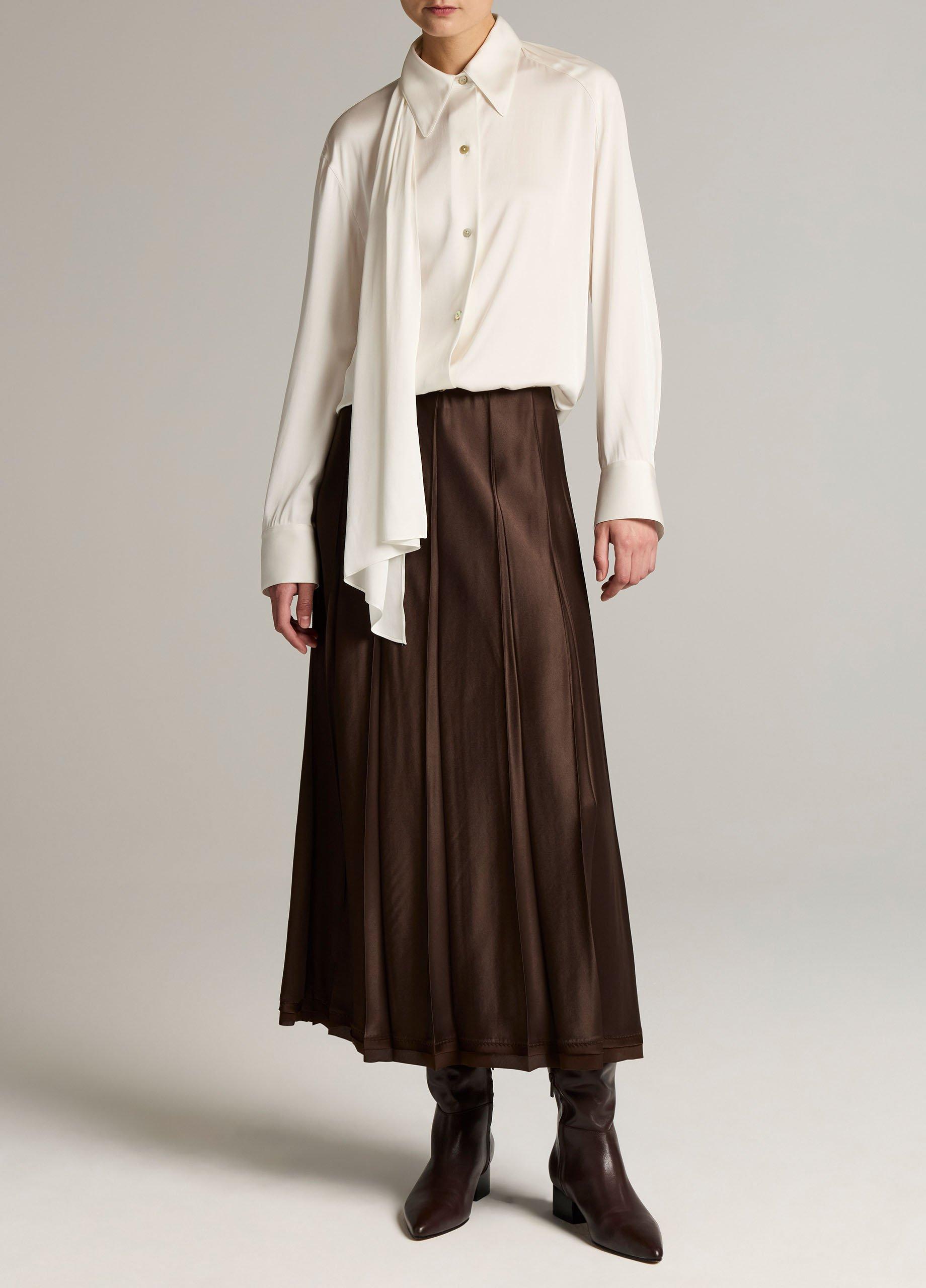 Raw-Edge Satin Skirt image number 0