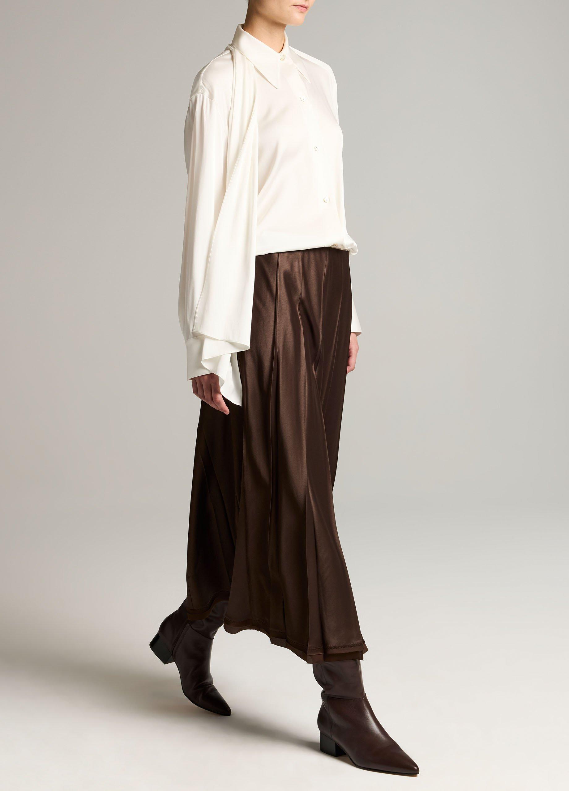 Raw-Edge Satin Skirt image number 1