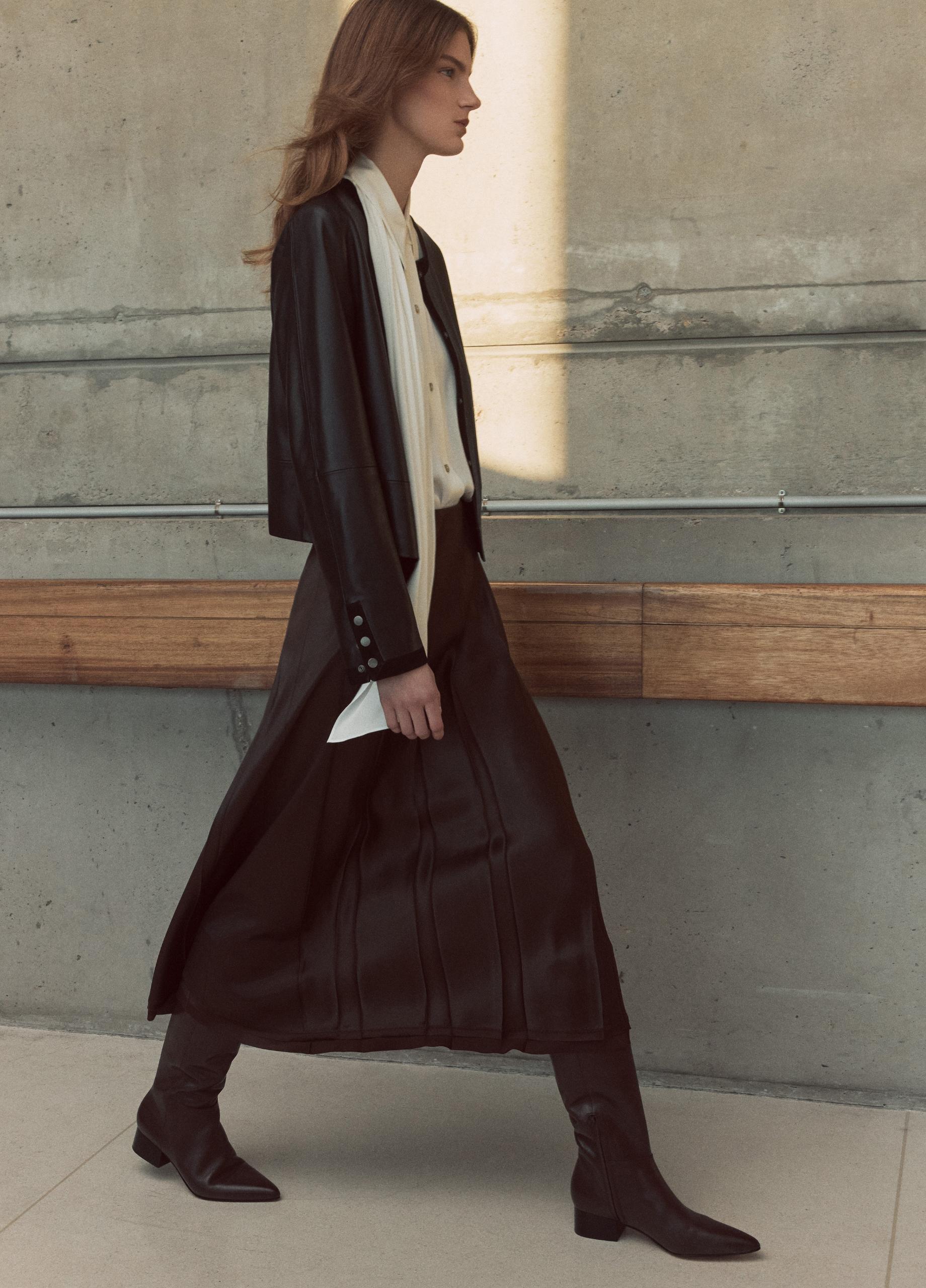 Raw-Edge Satin Skirt image number 5
