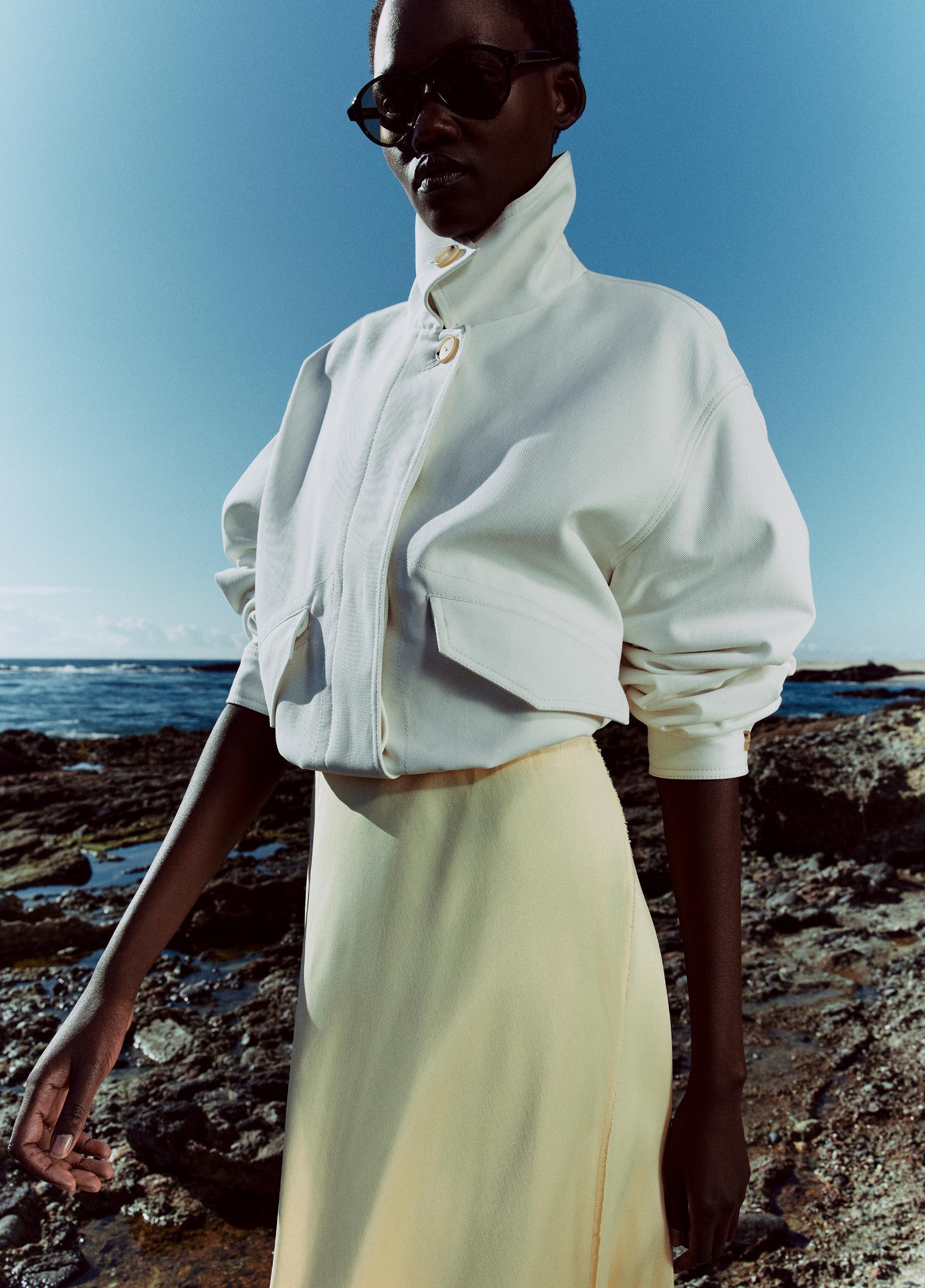 Raw-Edge Satin Skirt image number 5
