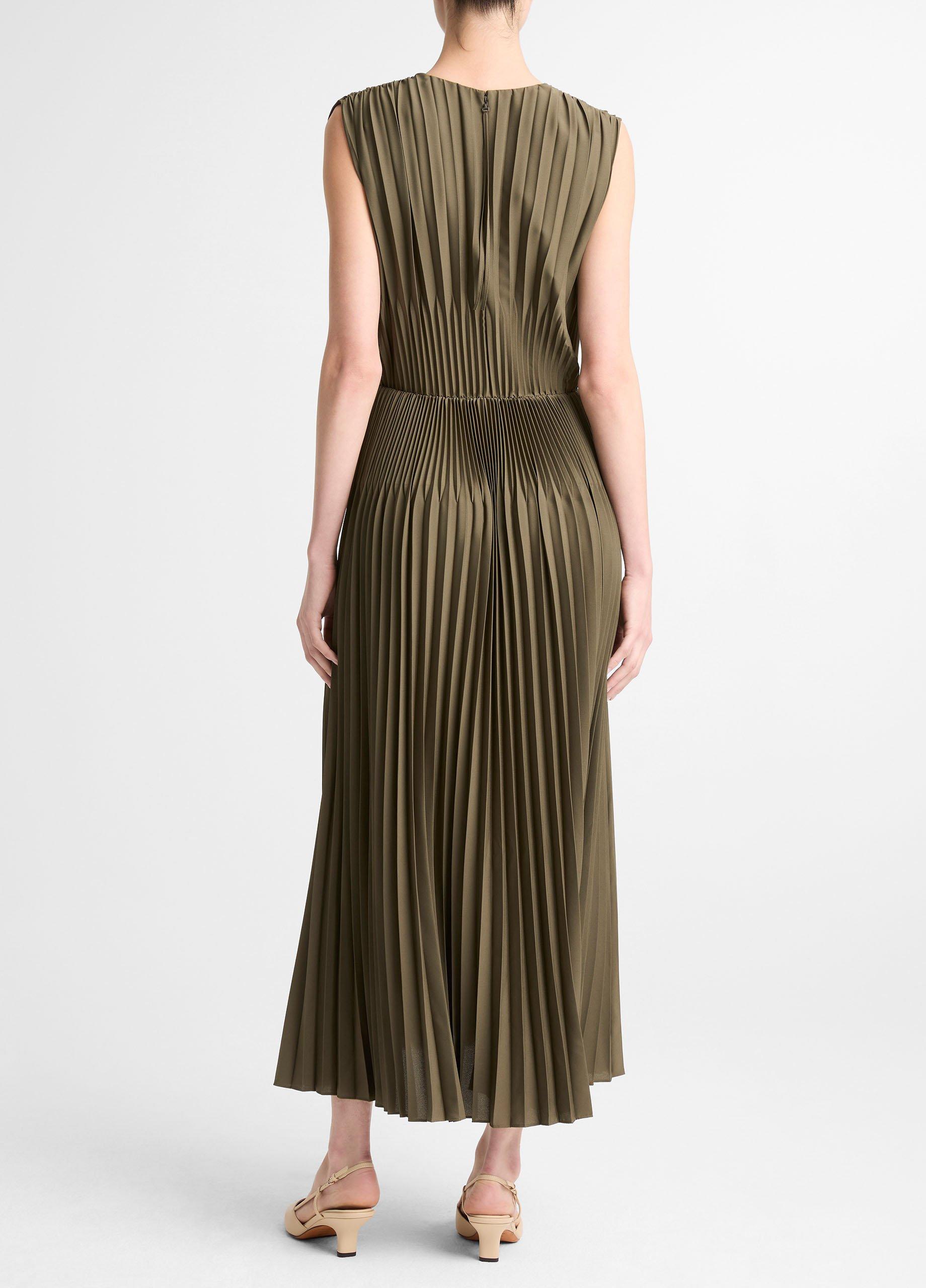 Chevron-Pleated Satin Dress image number 2