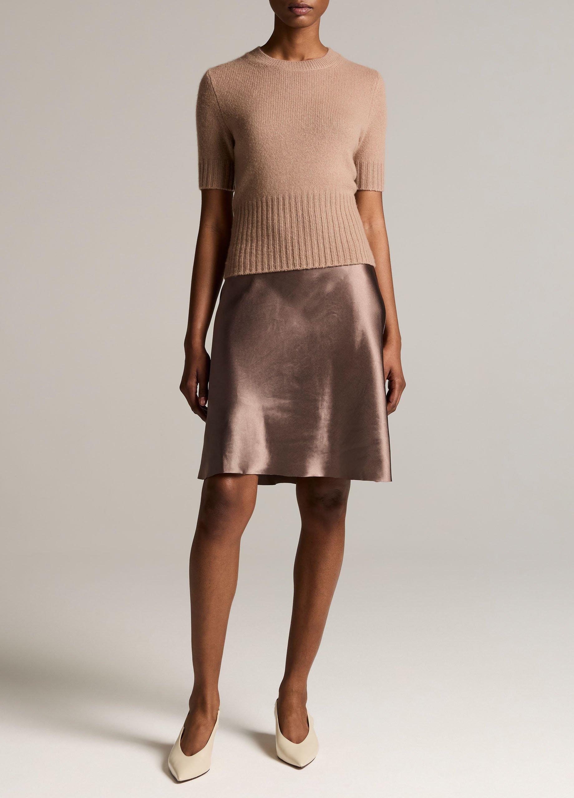 Lingerie-Trim Short Satin Slip Skirt image number 0