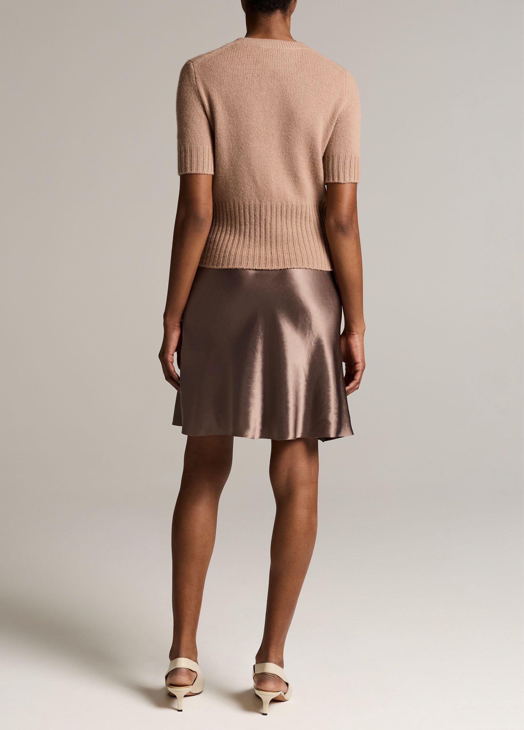 Lingerie-Trim Short Satin Slip Skirt image number 2