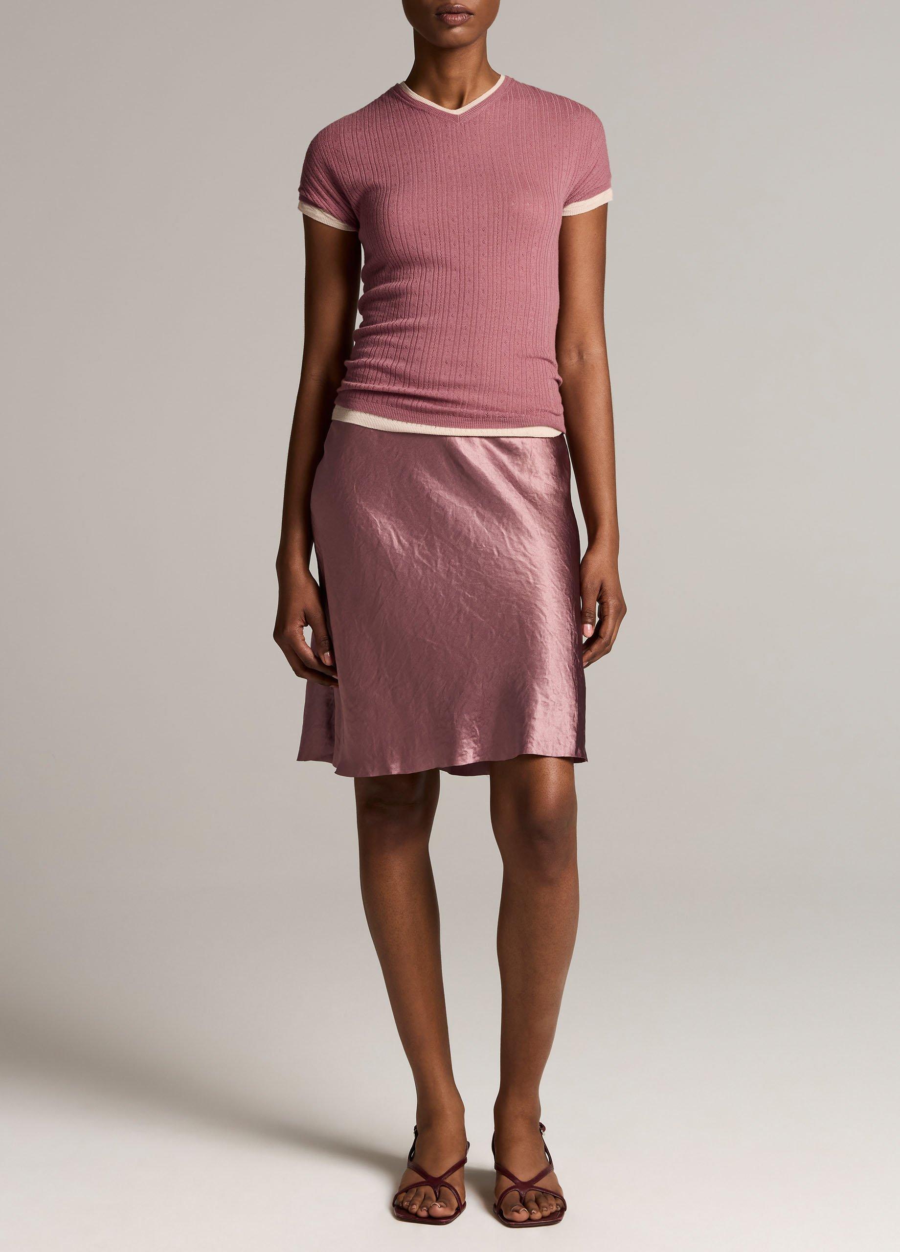 Lingerie-Trim Short Satin Slip Skirt image number 0