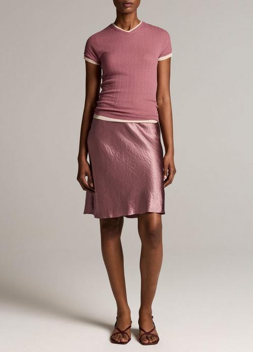 Lingerie-Trim Short Satin Slip Skirt