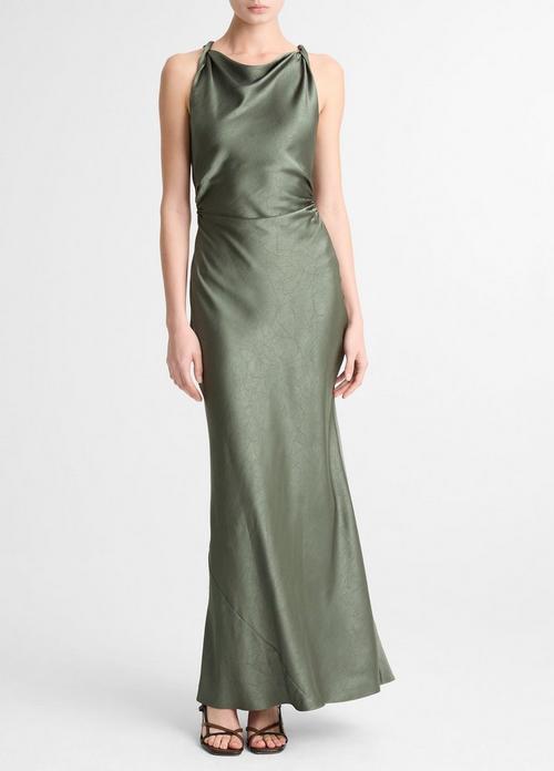 Satin Twist-Shoulder Dress