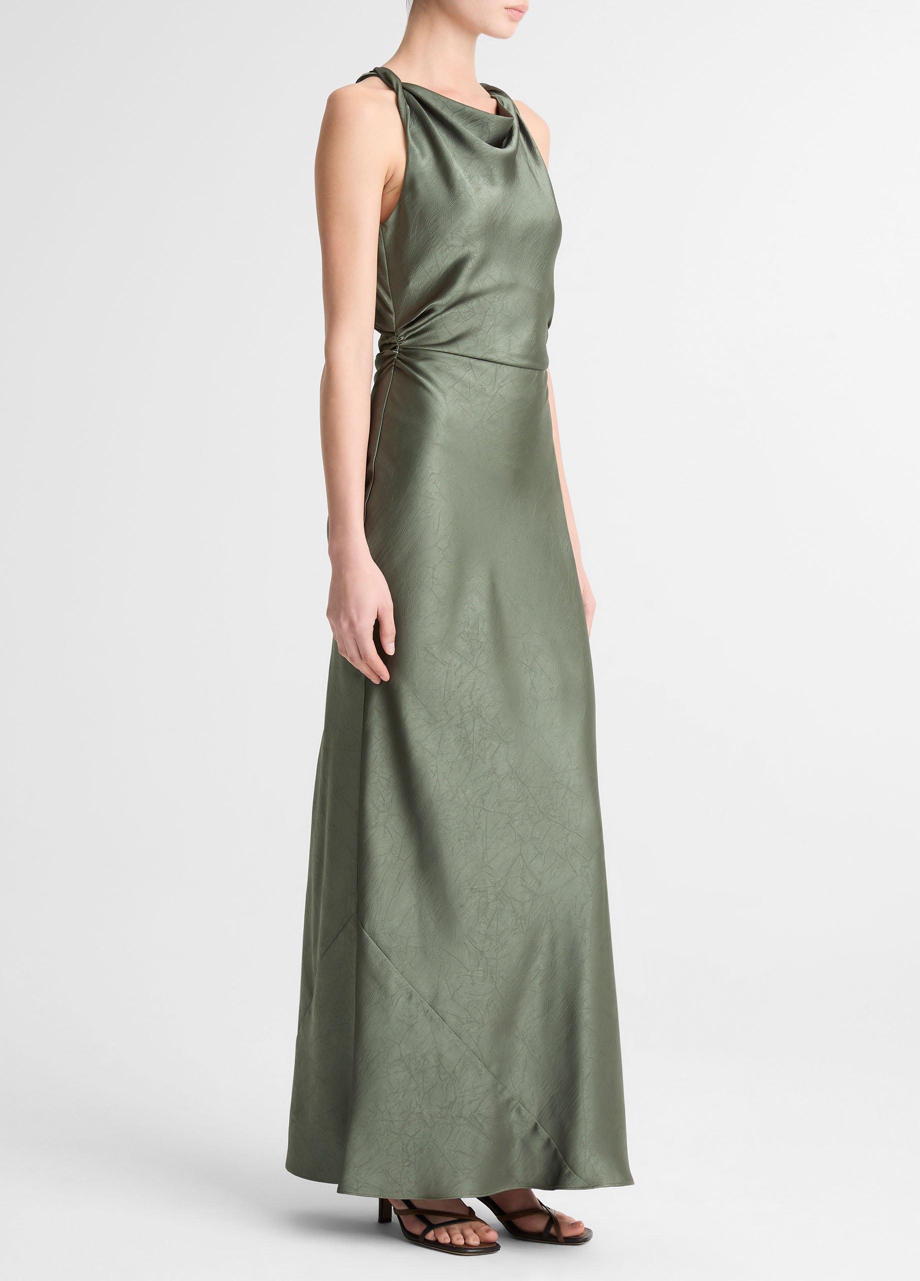 Satin Twist-Shoulder Dress image number 1