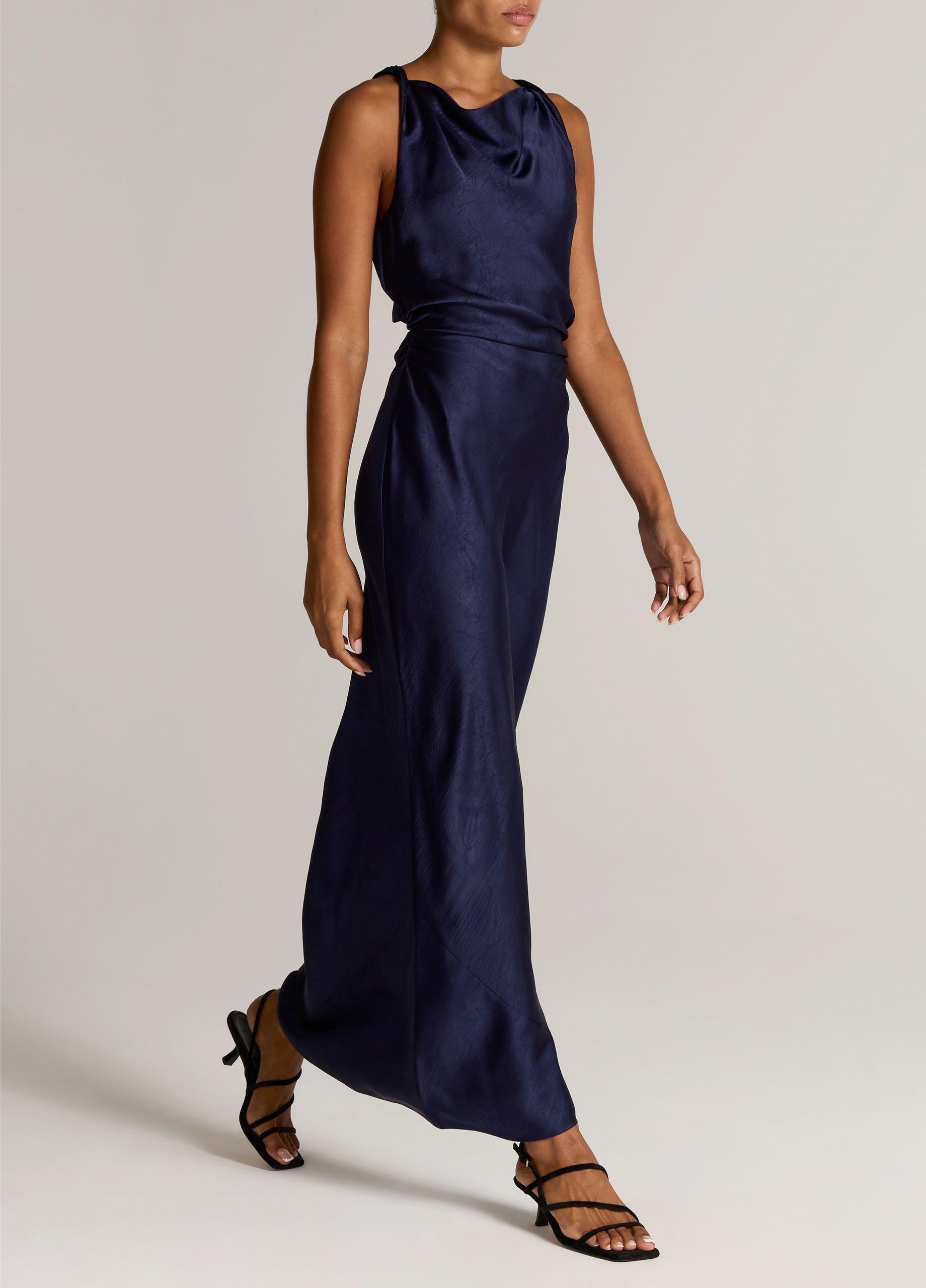 Satin Twist-Shoulder Dress image number 1