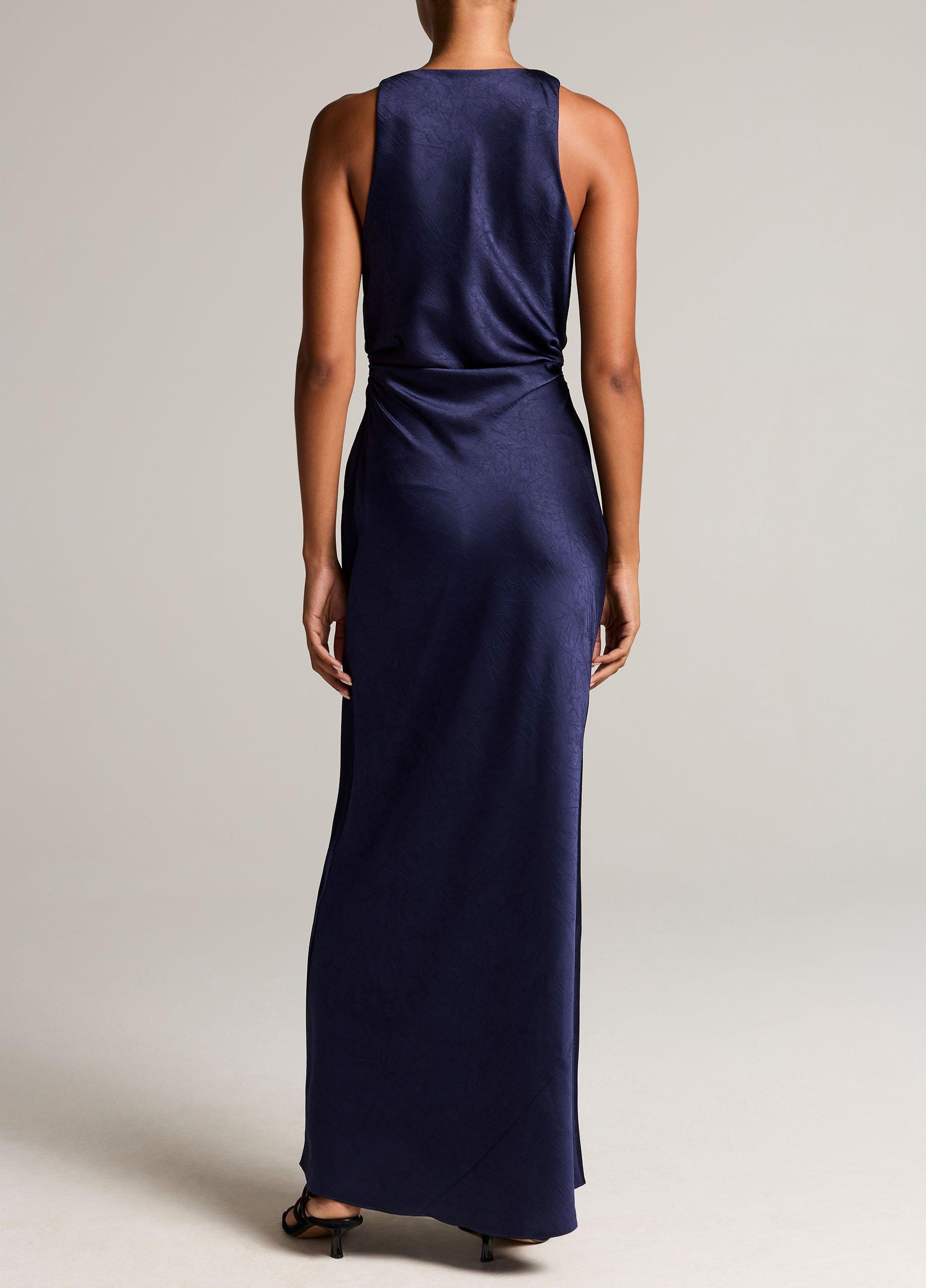Satin Twist-Shoulder Dress image number 2