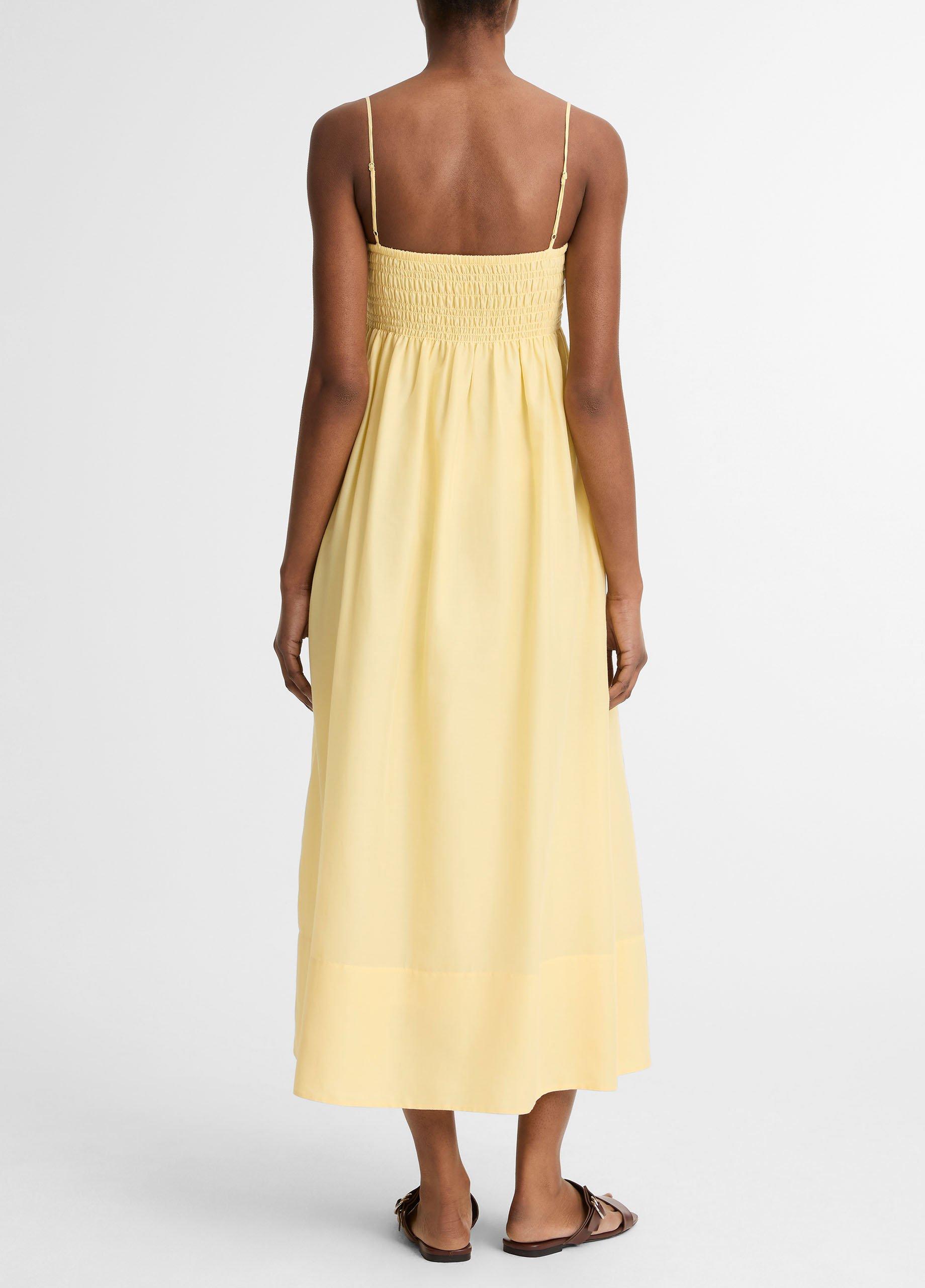 Cotton-Silk Tie Smocked Dress image number 2