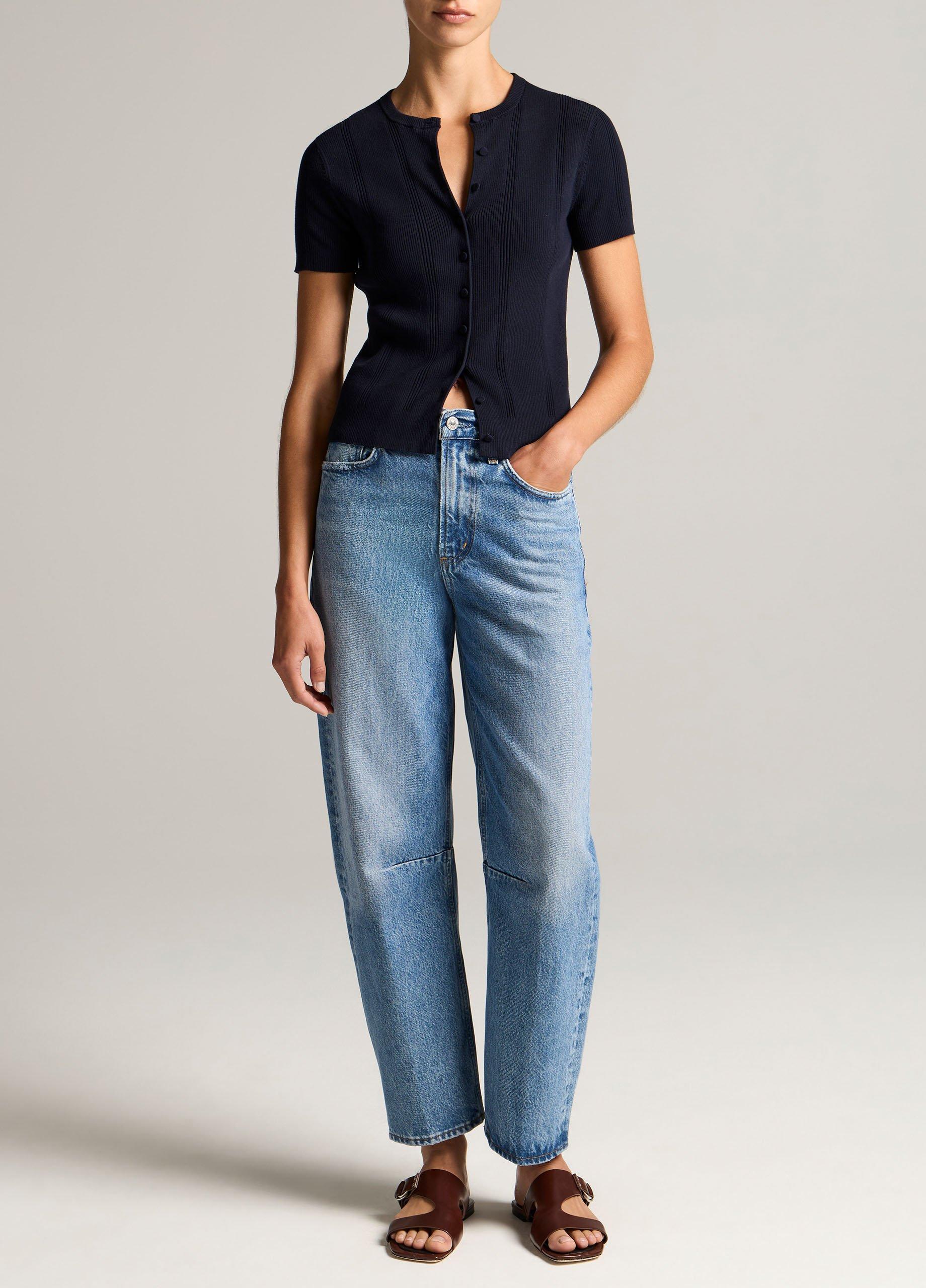 Ribbed Cotton Short-Sleeve Cardigan image number 3