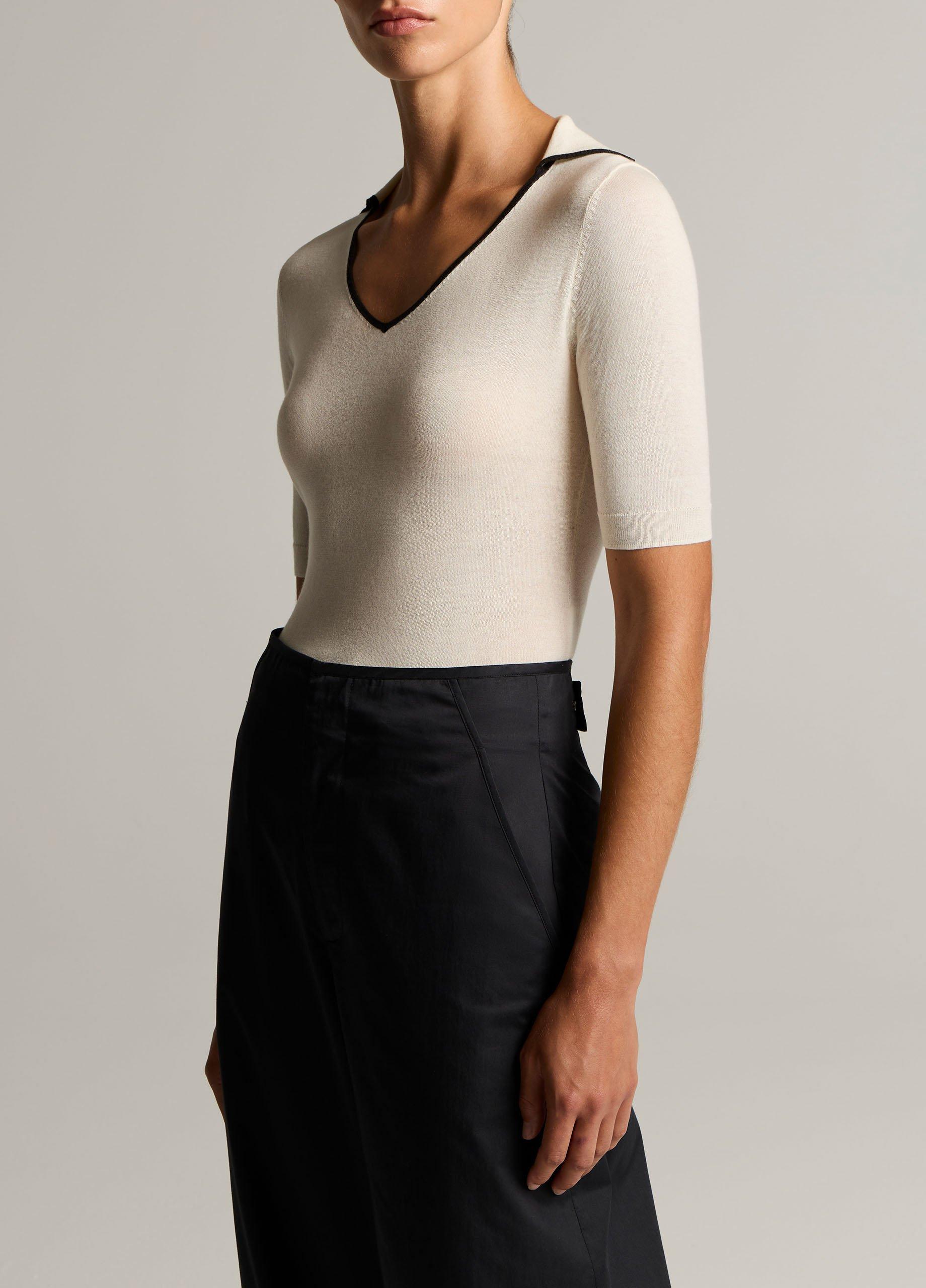 Tipped Italian Cotton-Cashmere Polo Sweater image number 0