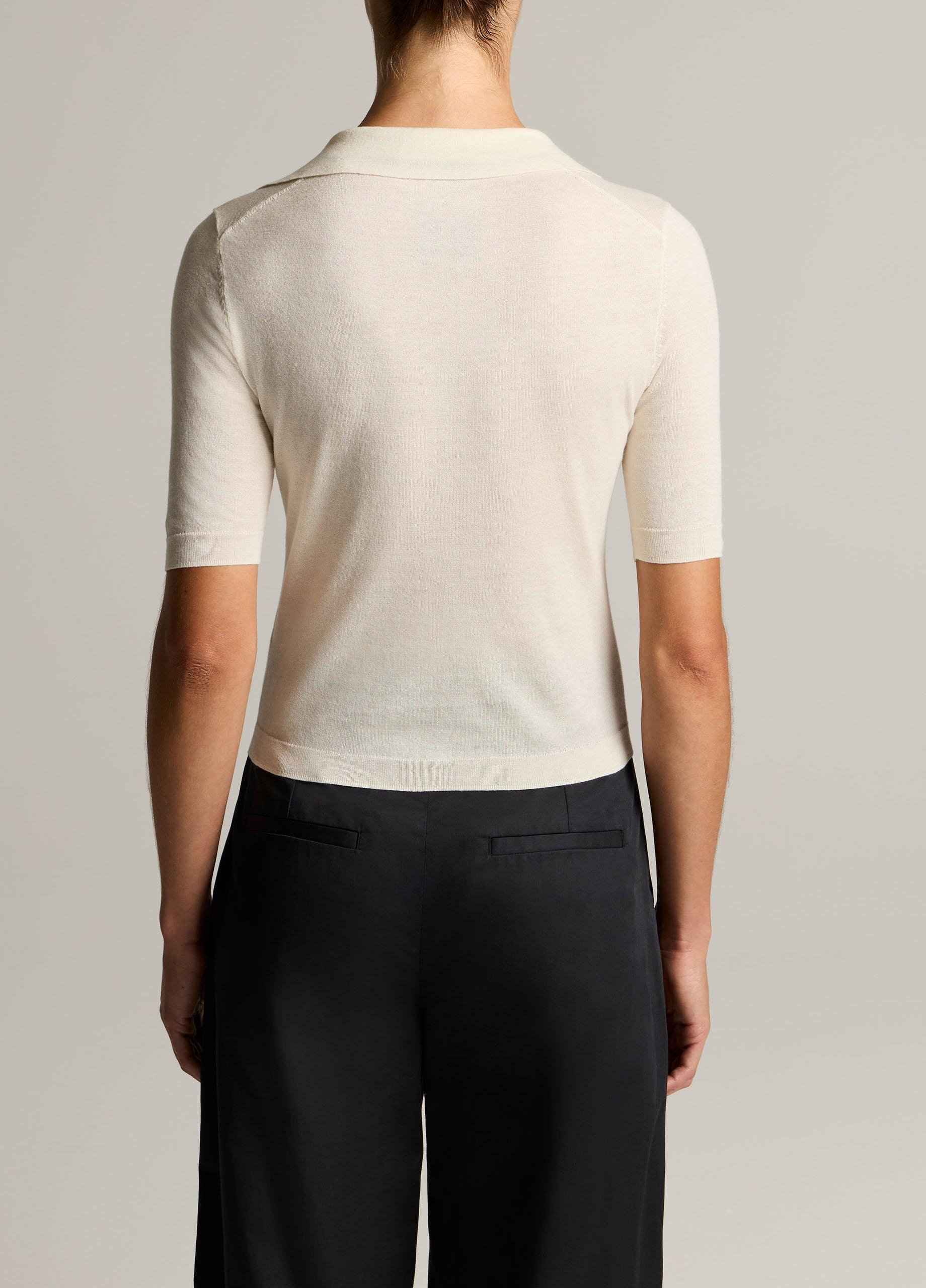 Tipped Italian Cotton-Cashmere Polo Sweater image number 2